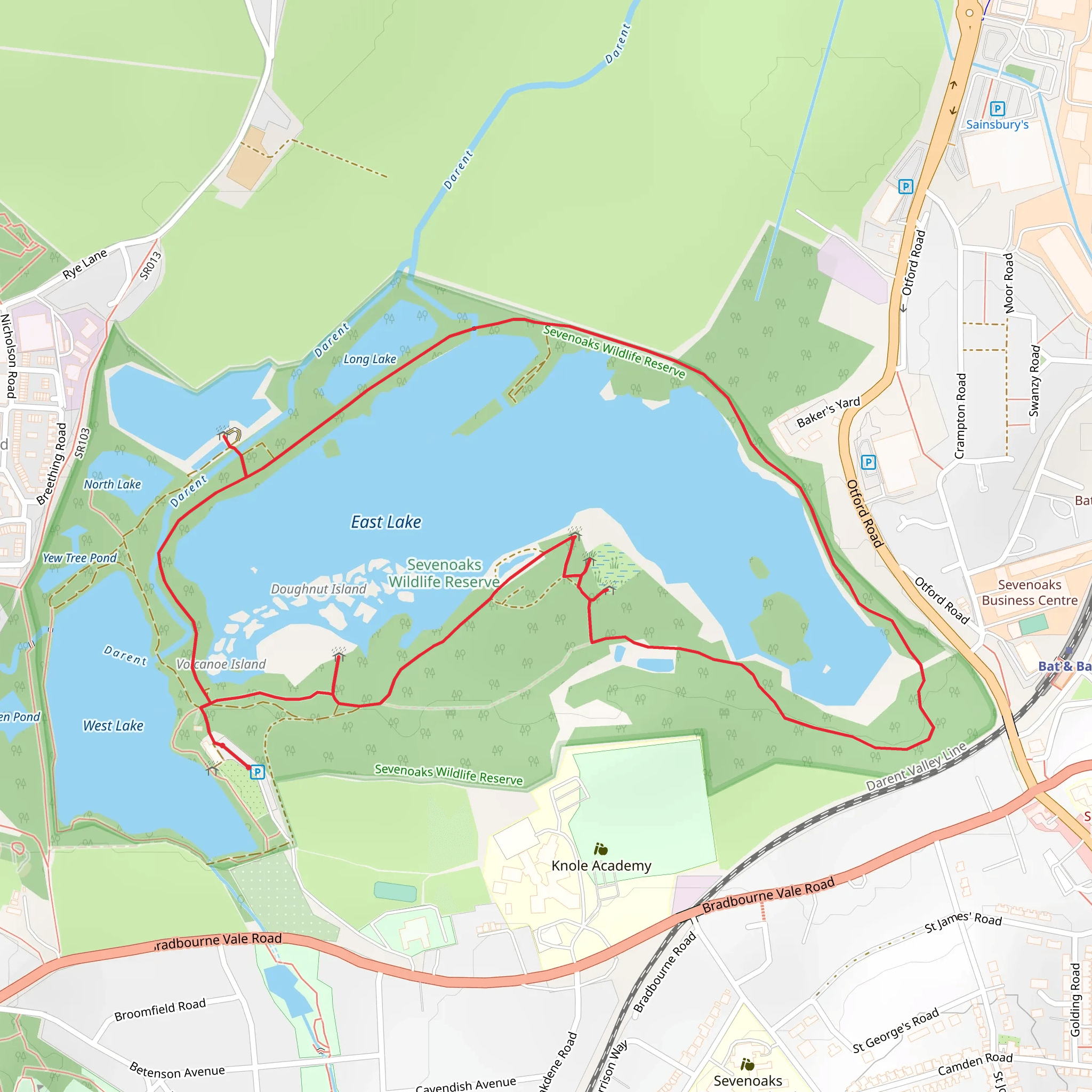East Lake Loop - Sevenoaks Wildlife Reserve mobile static map