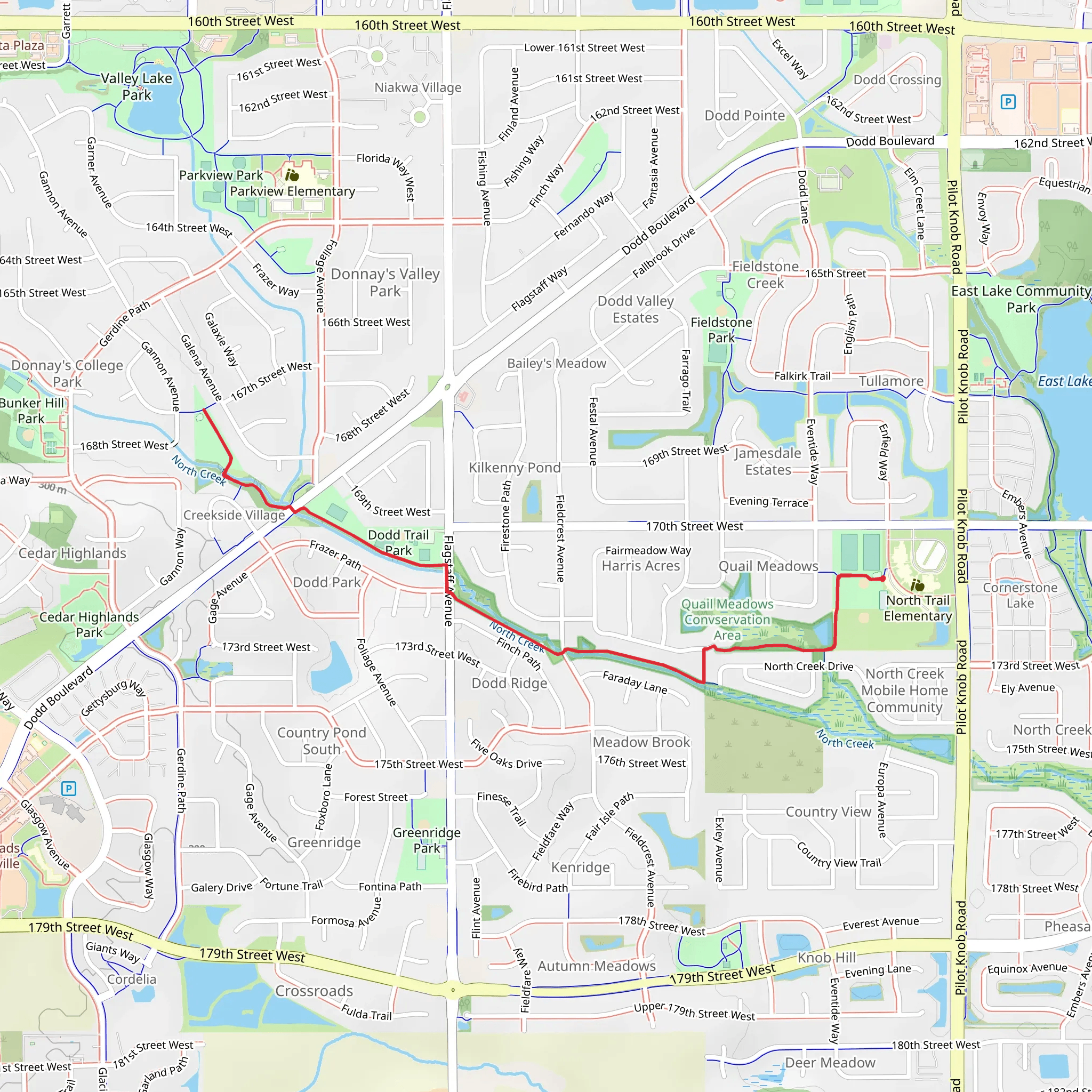 Dodd Trail Park and North Creek mobile static map