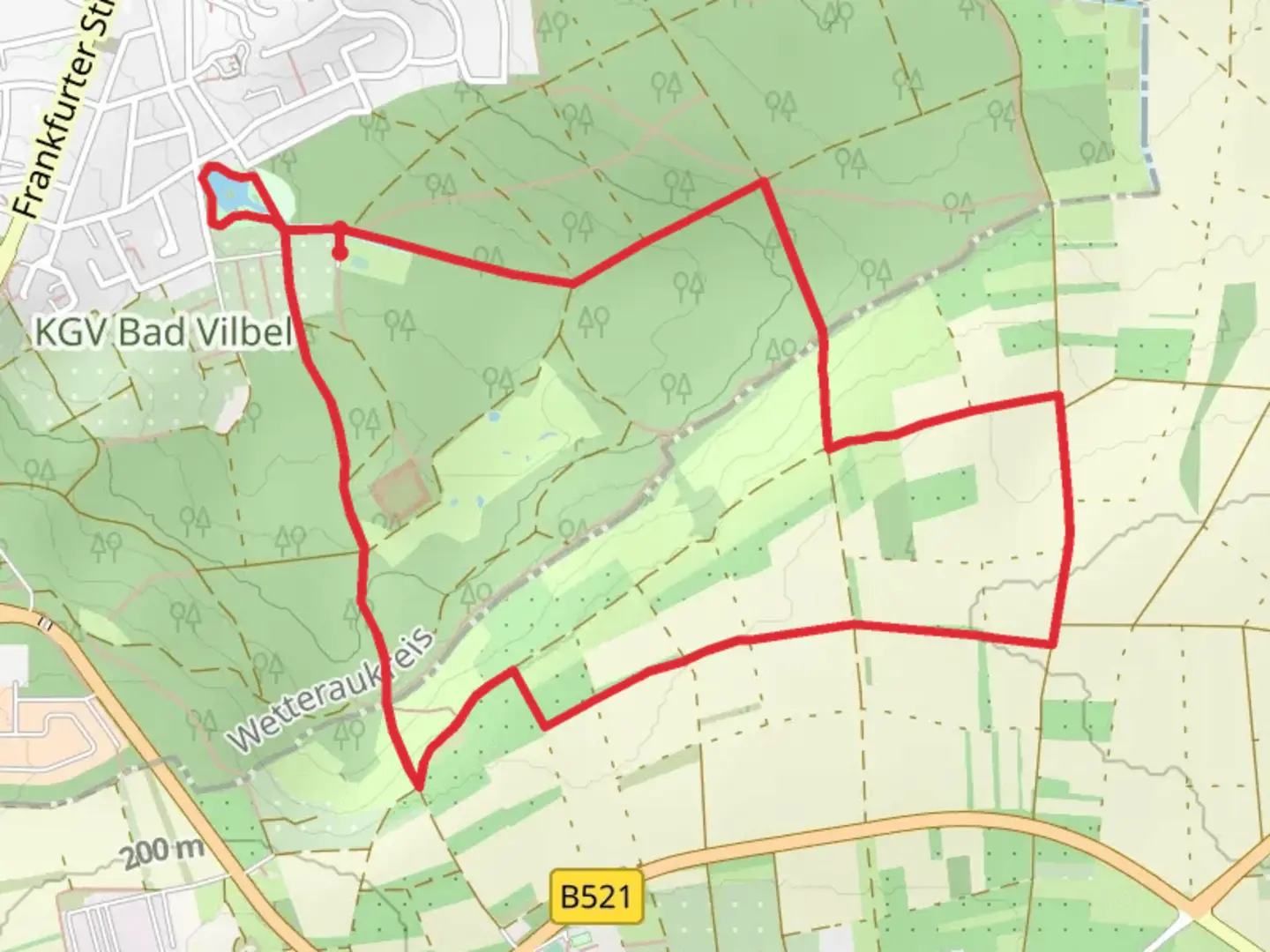 An image depicting the trail Ritterweiher via Eselsweg and its surrounding area.