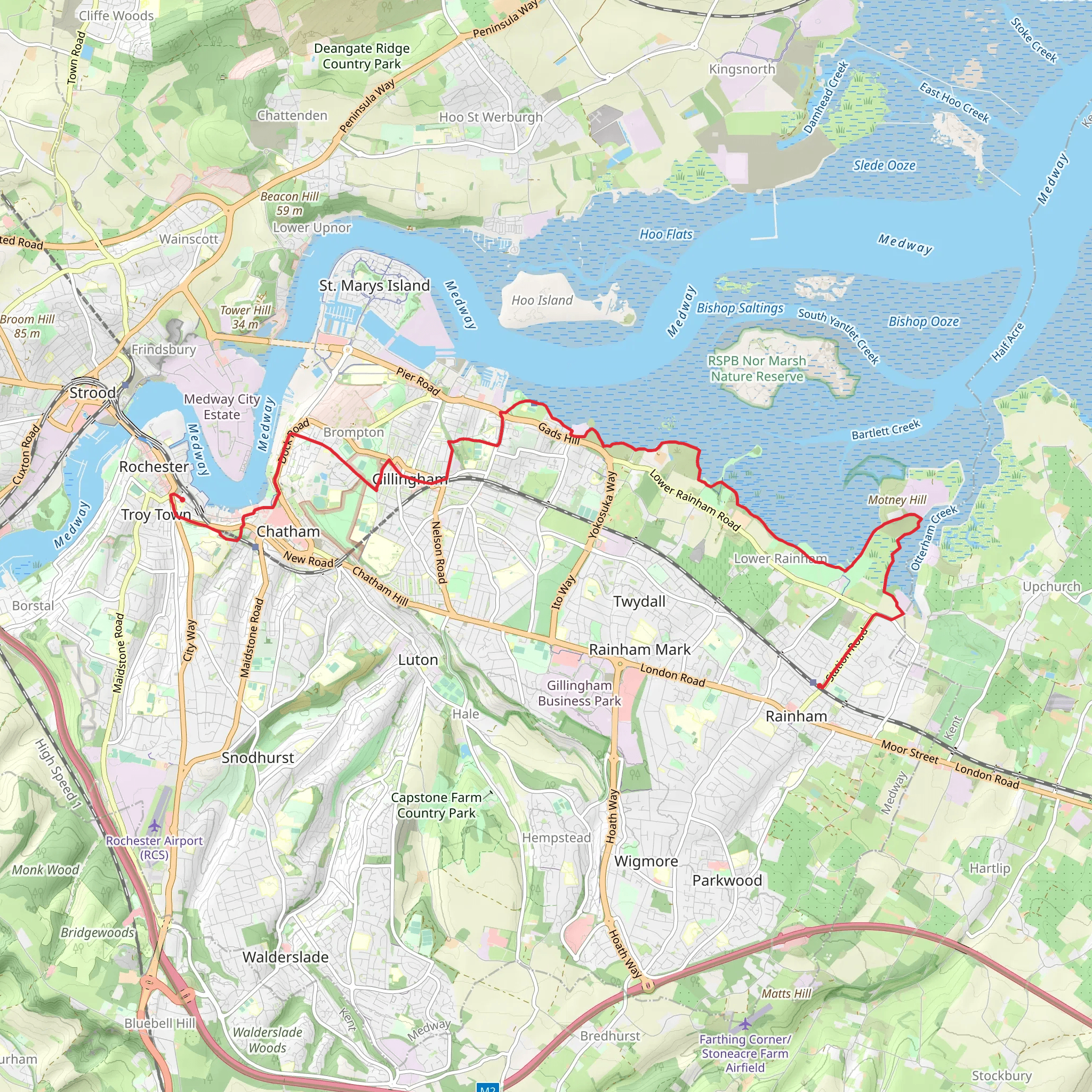 Rainham to Rochester Walk mobile static map
