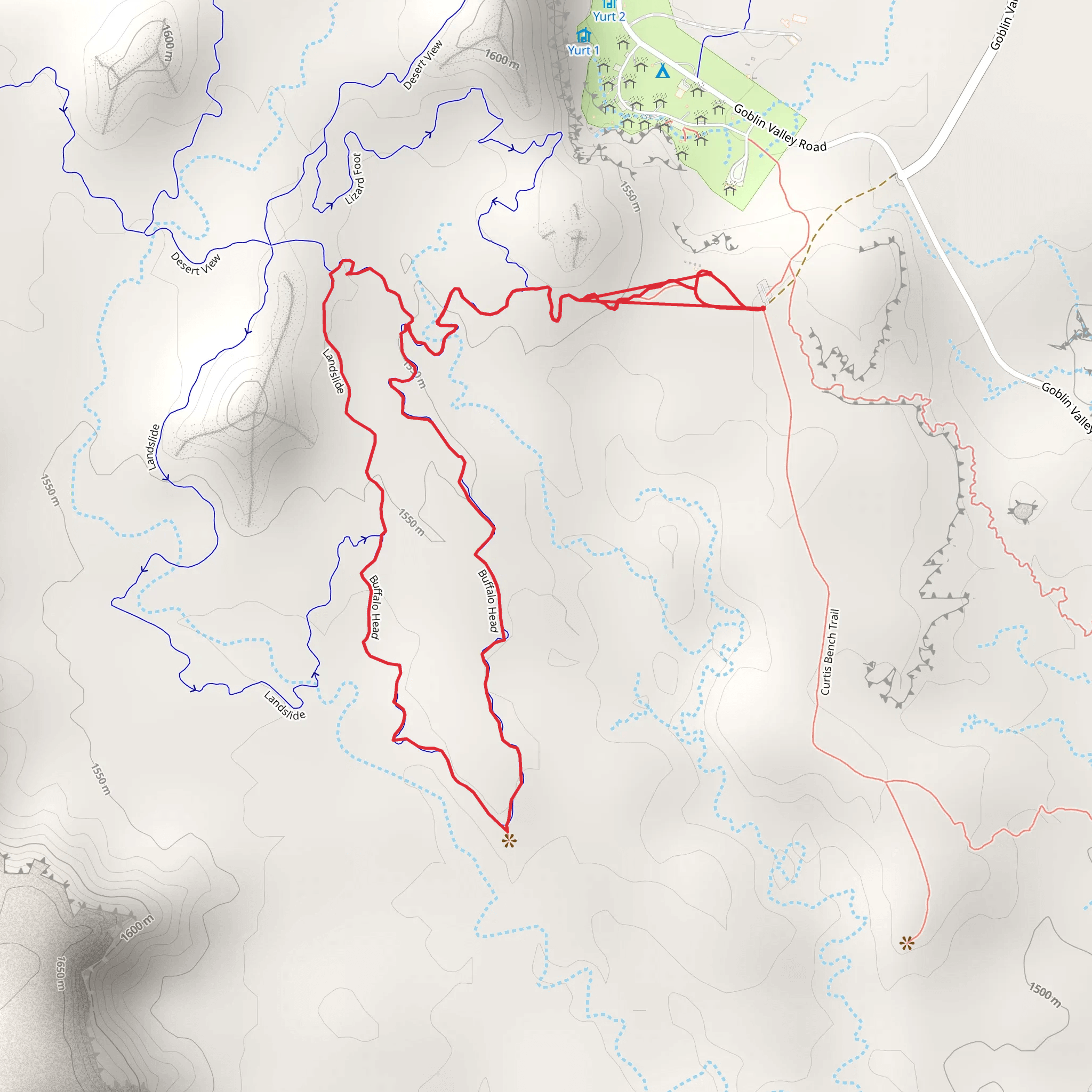 Landslide and Buffalo Head Loop mobile static map