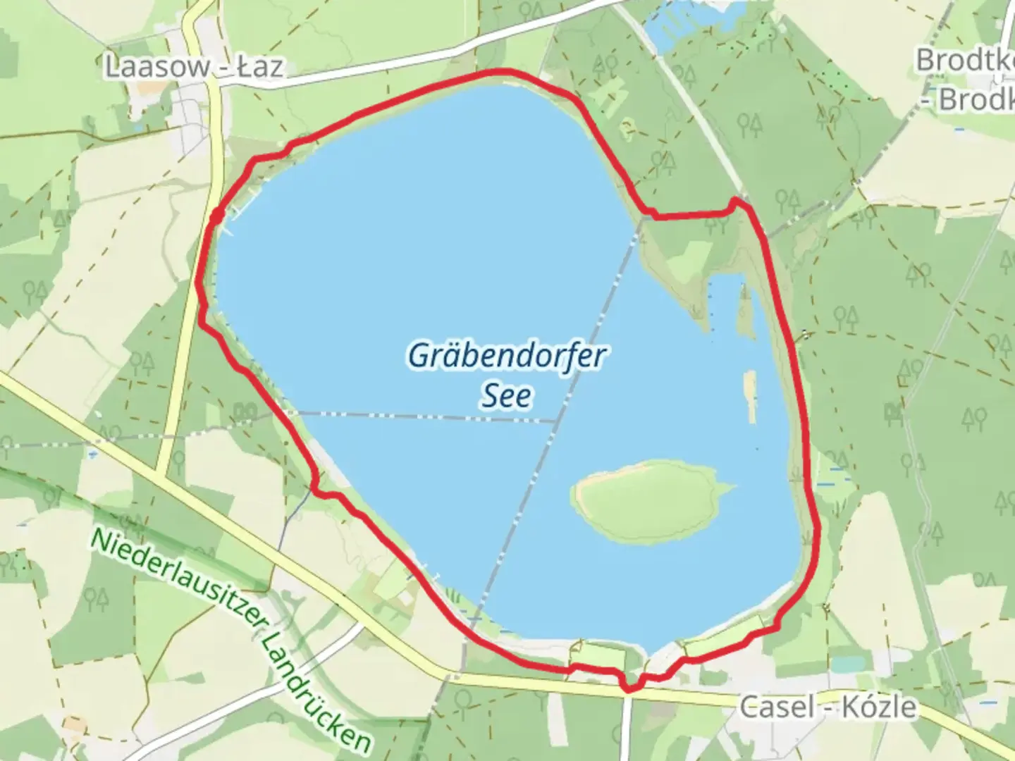 An image depicting the trail Rundweg Greifendorfer See and its surrounding area.