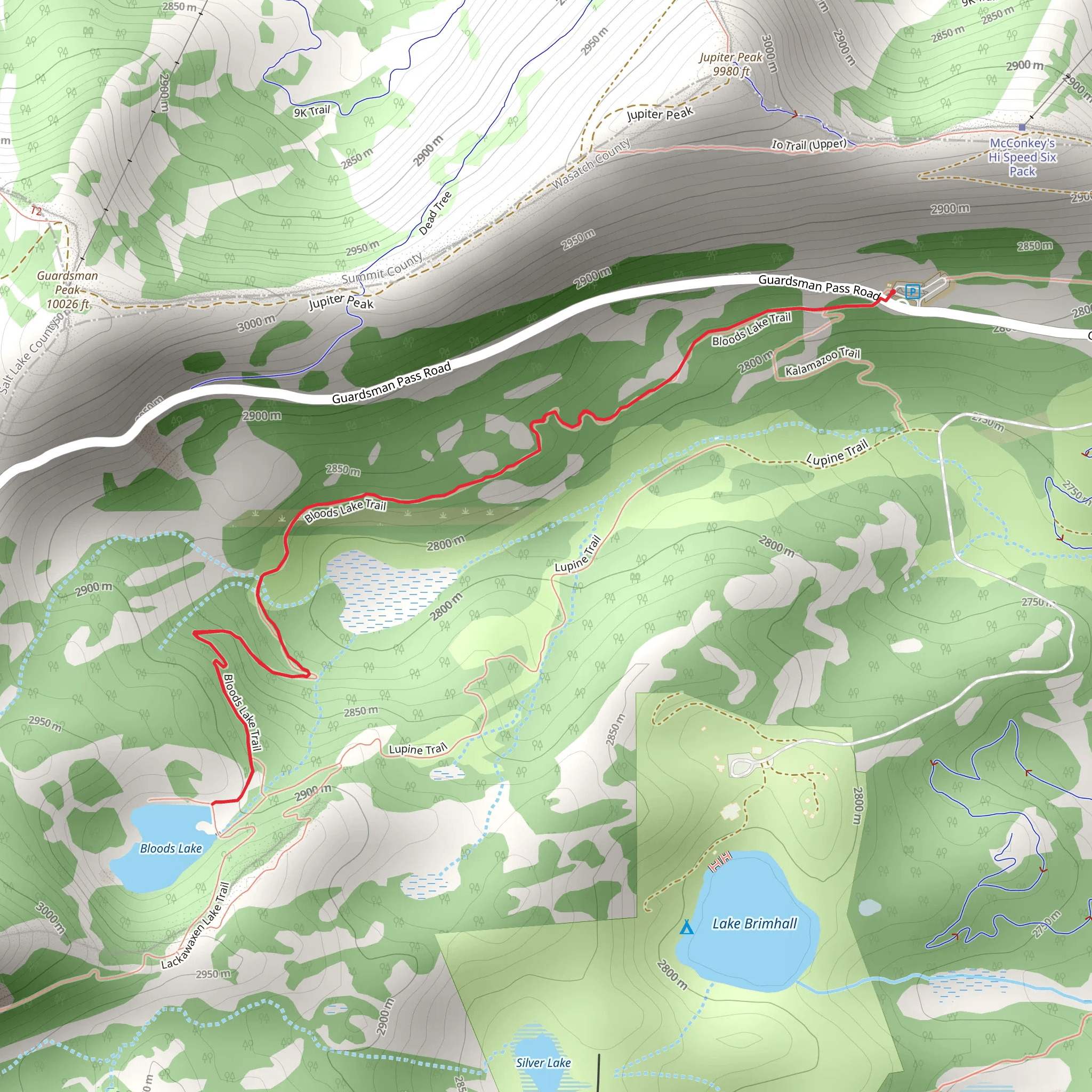 Bloods Lake Trail mobile static map