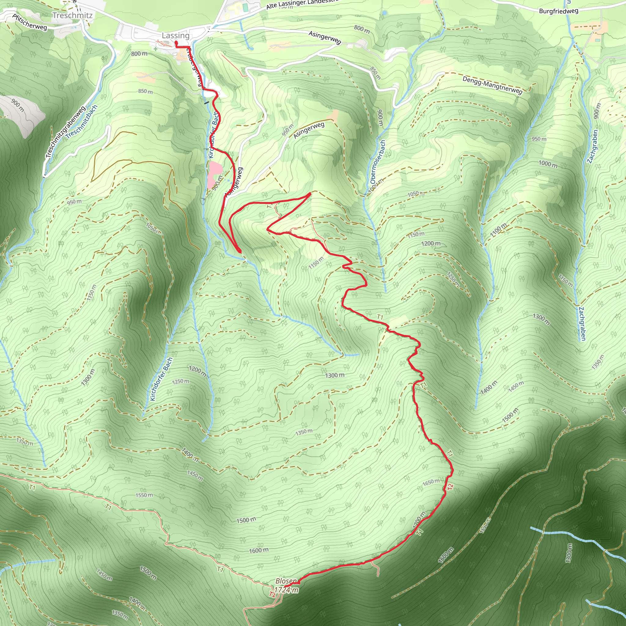 Blosen - Lassing mobile static map