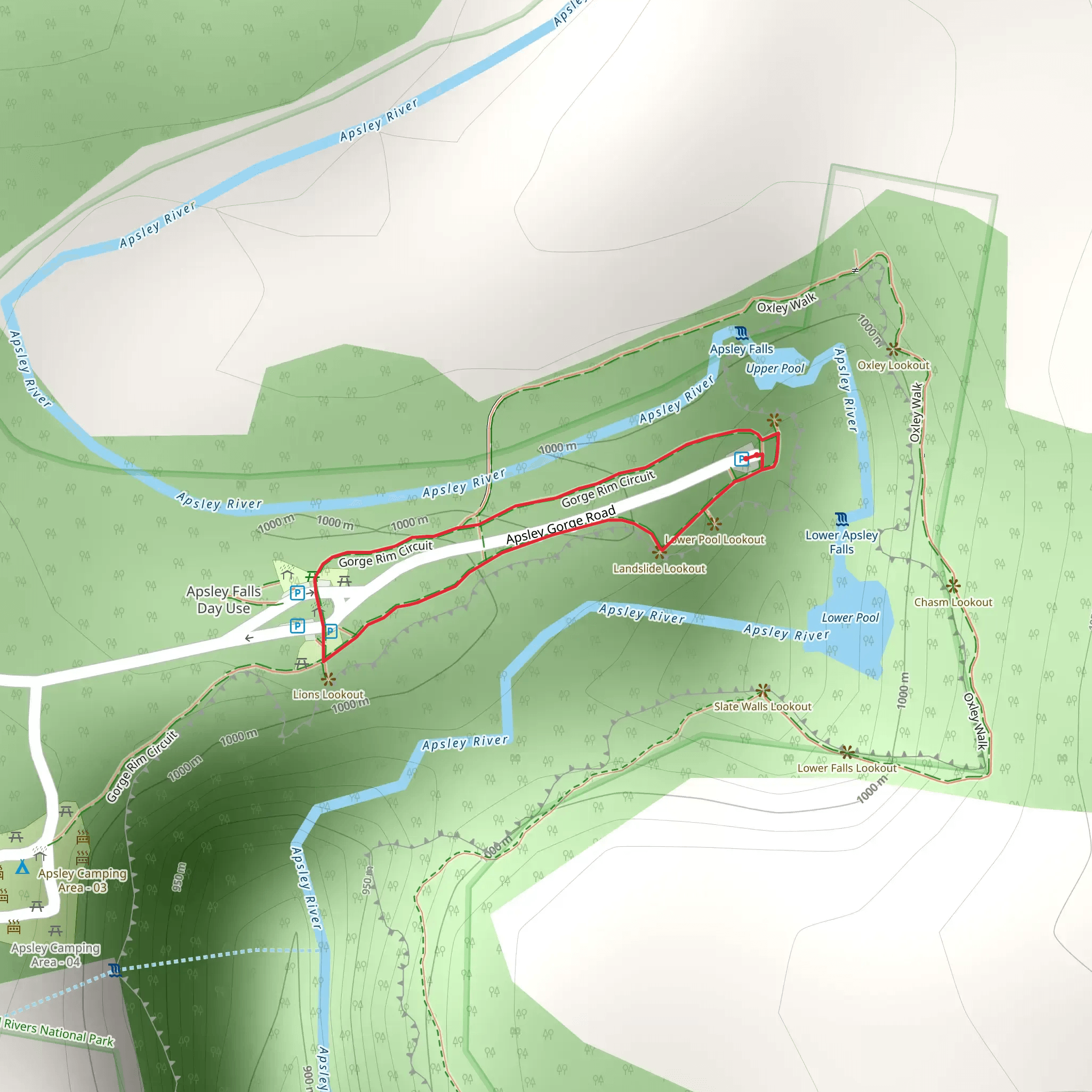Apsley Gorge Rim Track mobile static map