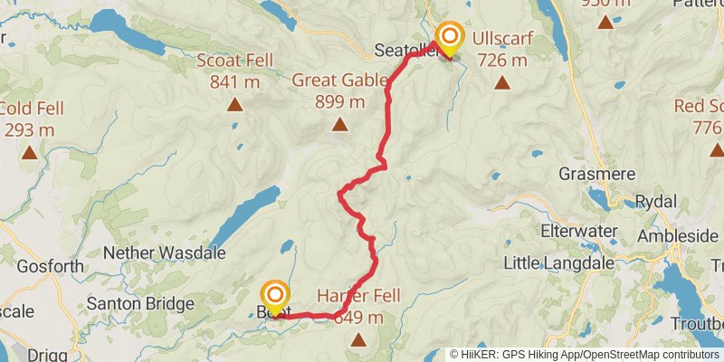 Staveley to Ambleside Walk stage 8 Map