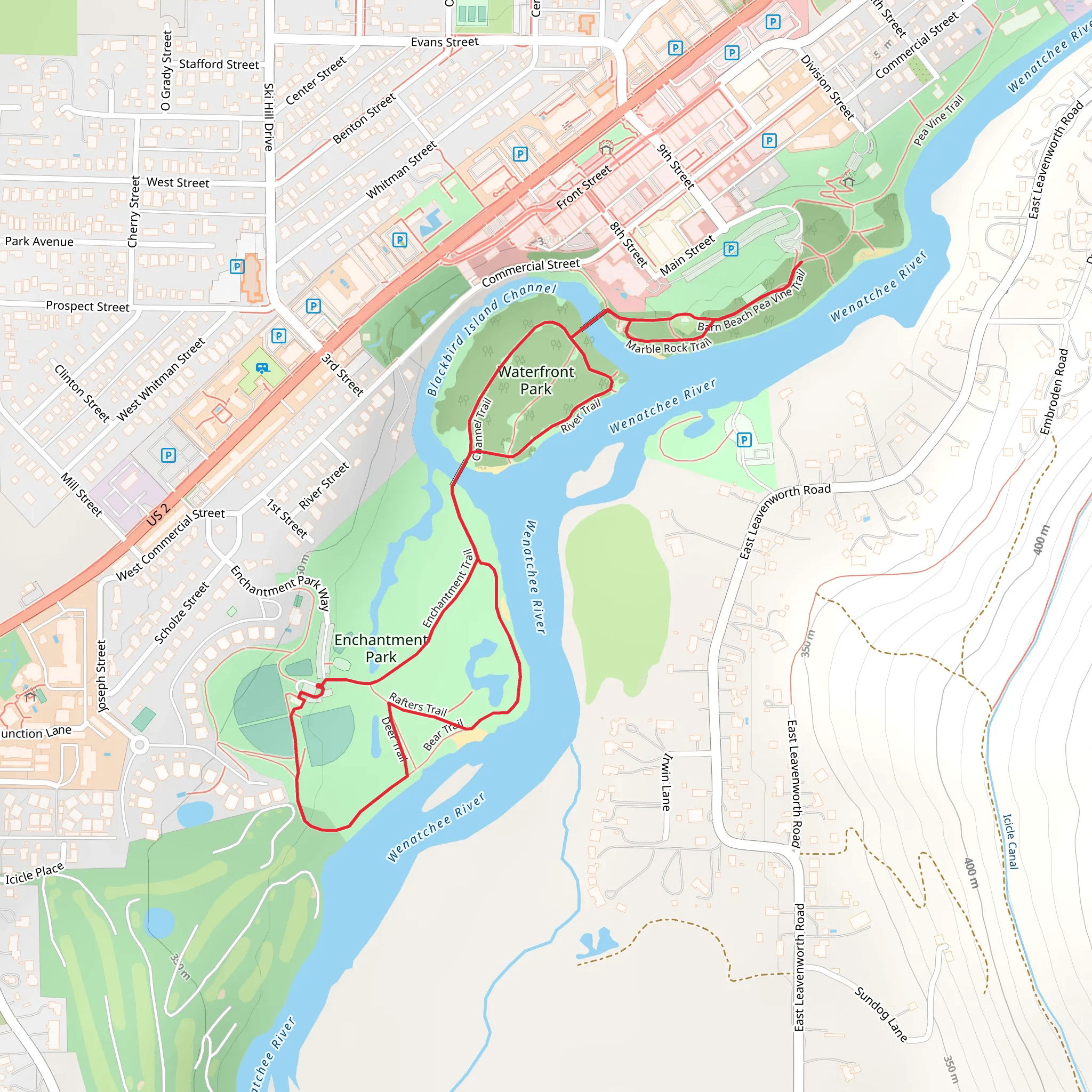 Rafters Trail, Enchantment Trail and Channel Trail mobile static map