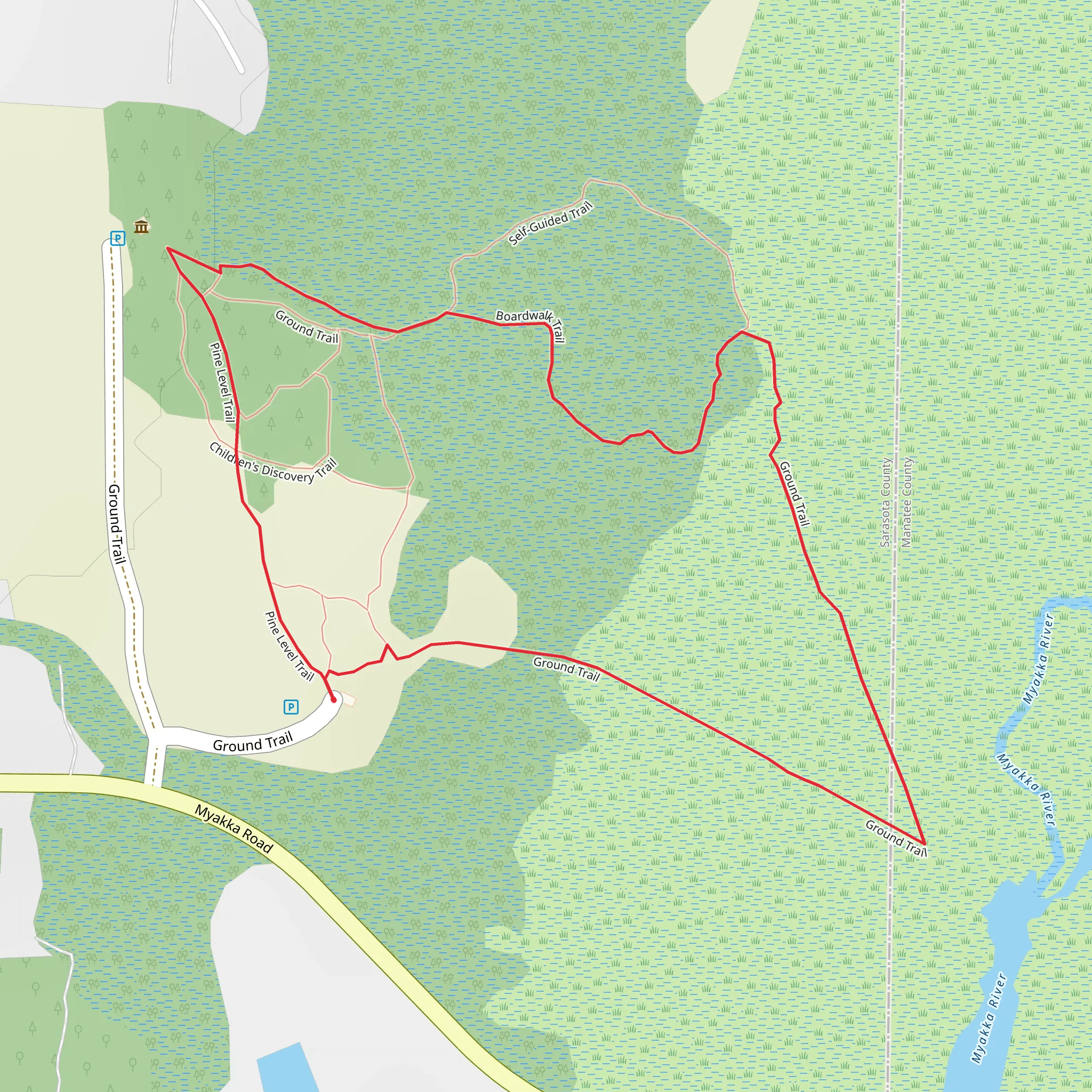 Pine Level - Boardwalk - Ground Loop Trail mobile static map