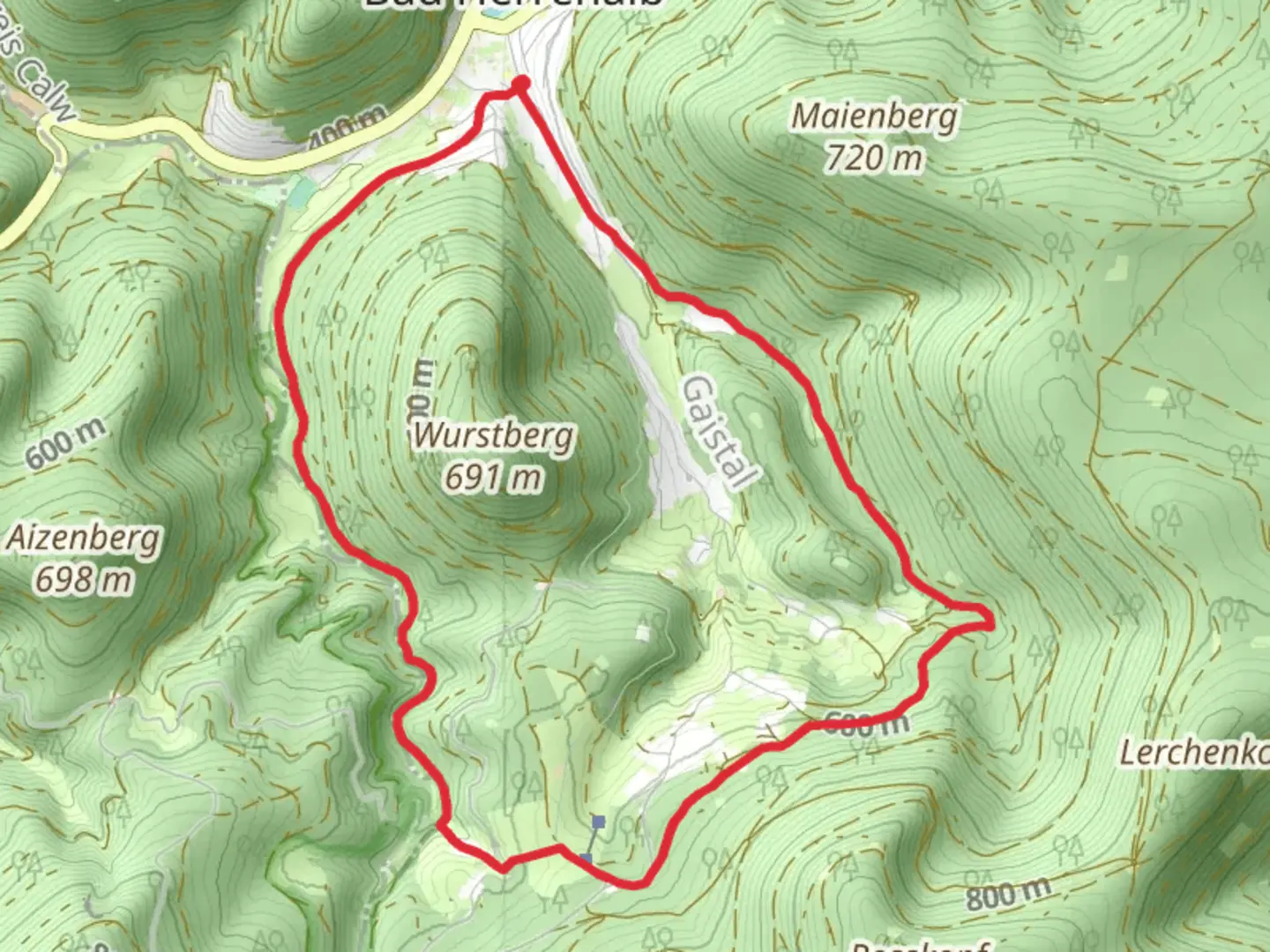 An image depicting the trail Albtalweg and Aschenhuette and its surrounding area.