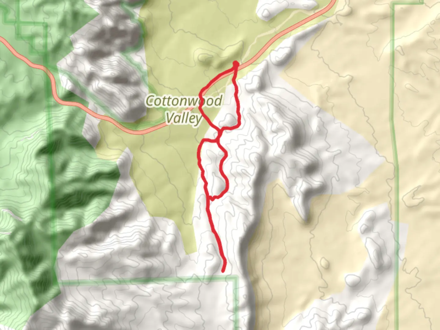 An image depicting the trail Badger Pass Trail and 3 Mile Smile Loop and its surrounding area.