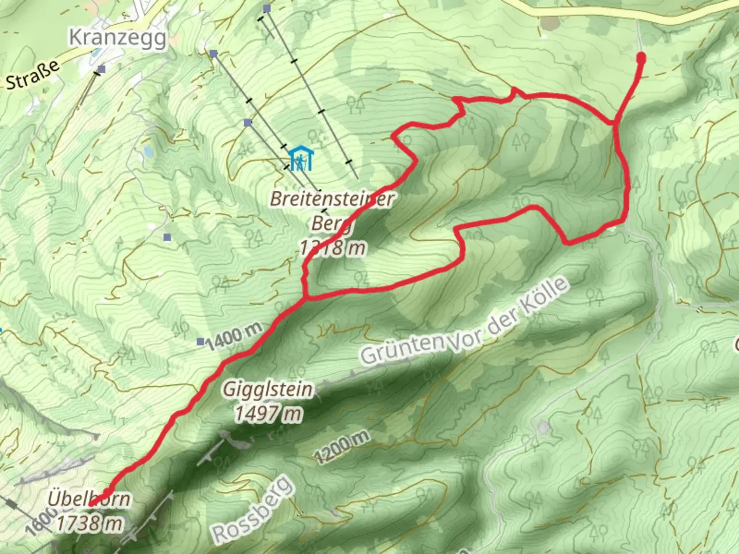 An image depicting the trail Uebelhorn and its surrounding area.