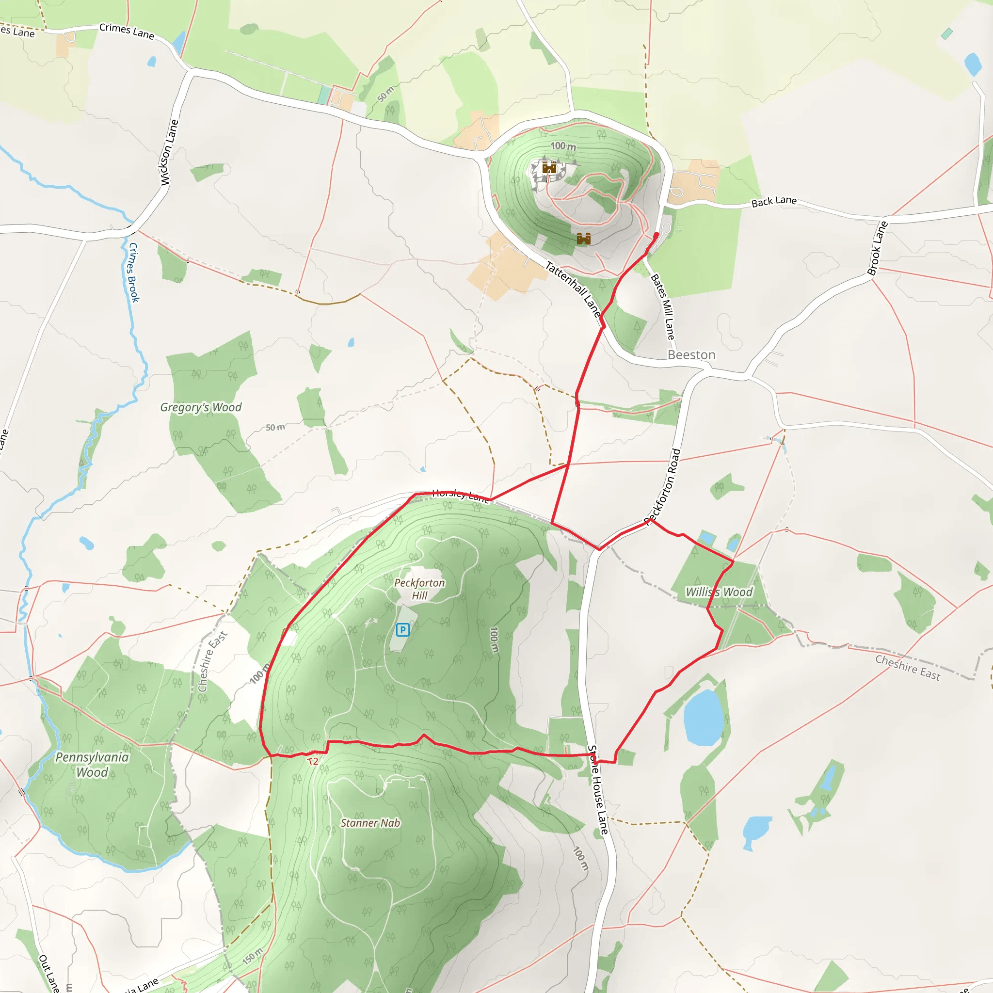 Willis Wood via Sandstone Trail mobile static map