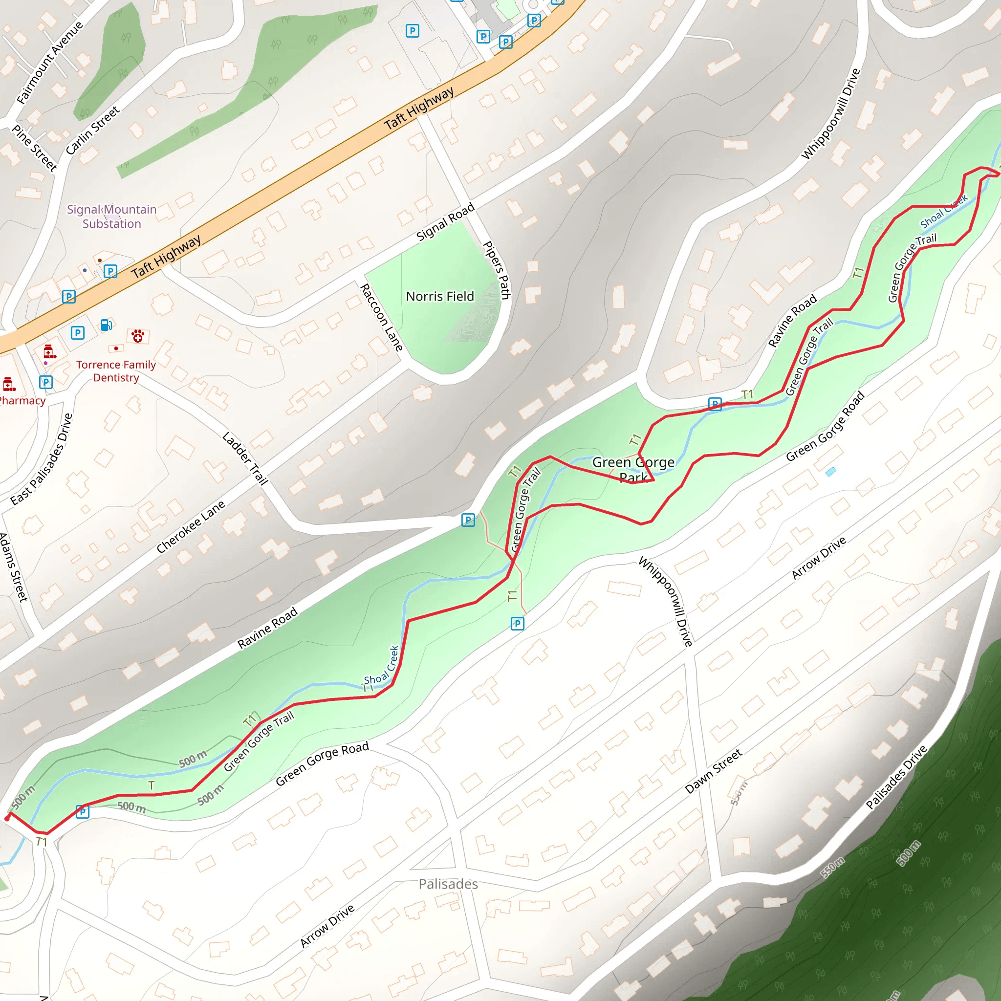 Green Gorge Loop Trail mobile static map