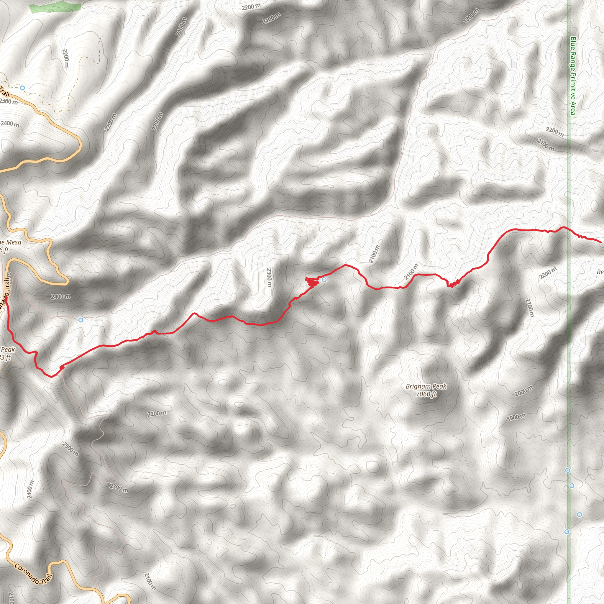 Coronado Road Trail Out and Back mobile static map