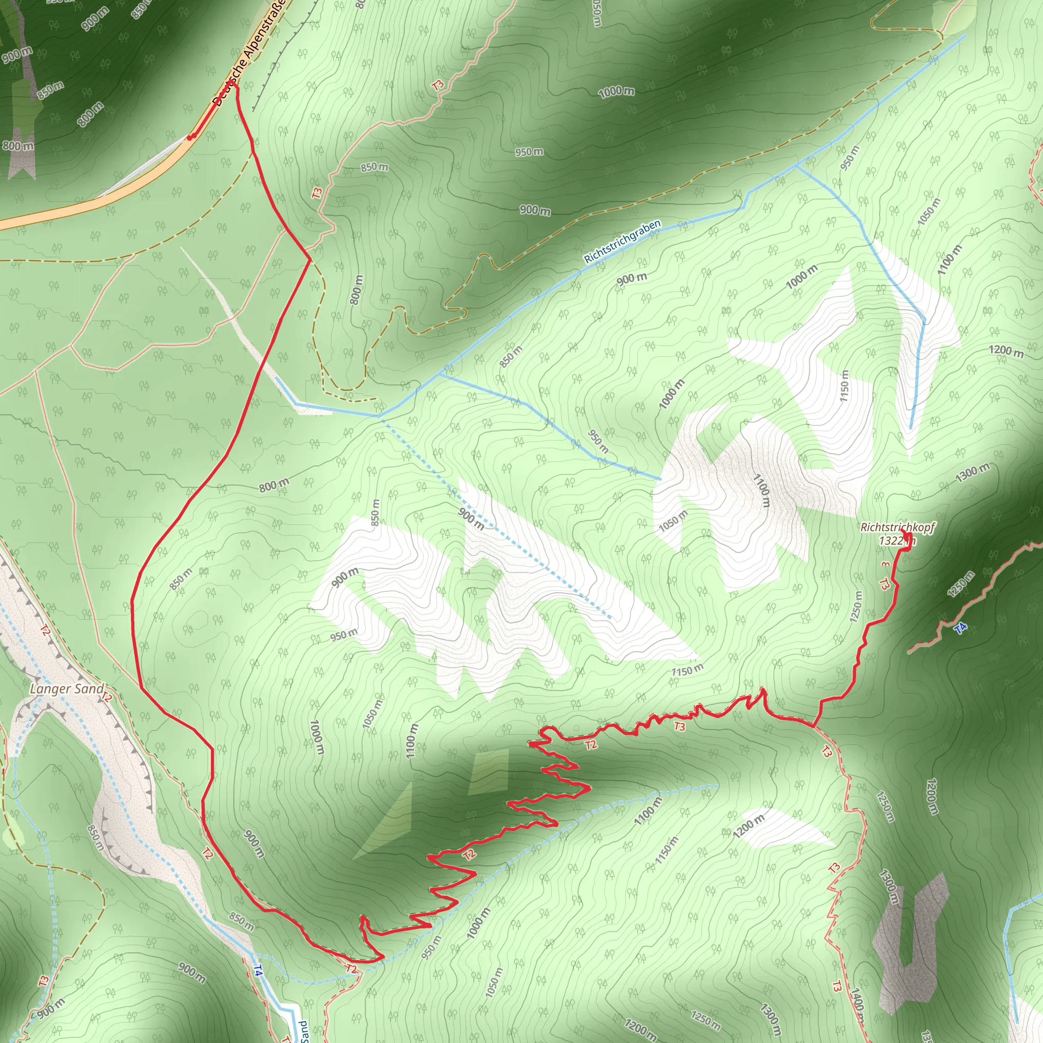 Richtstrichkopf Out and Back mobile static map