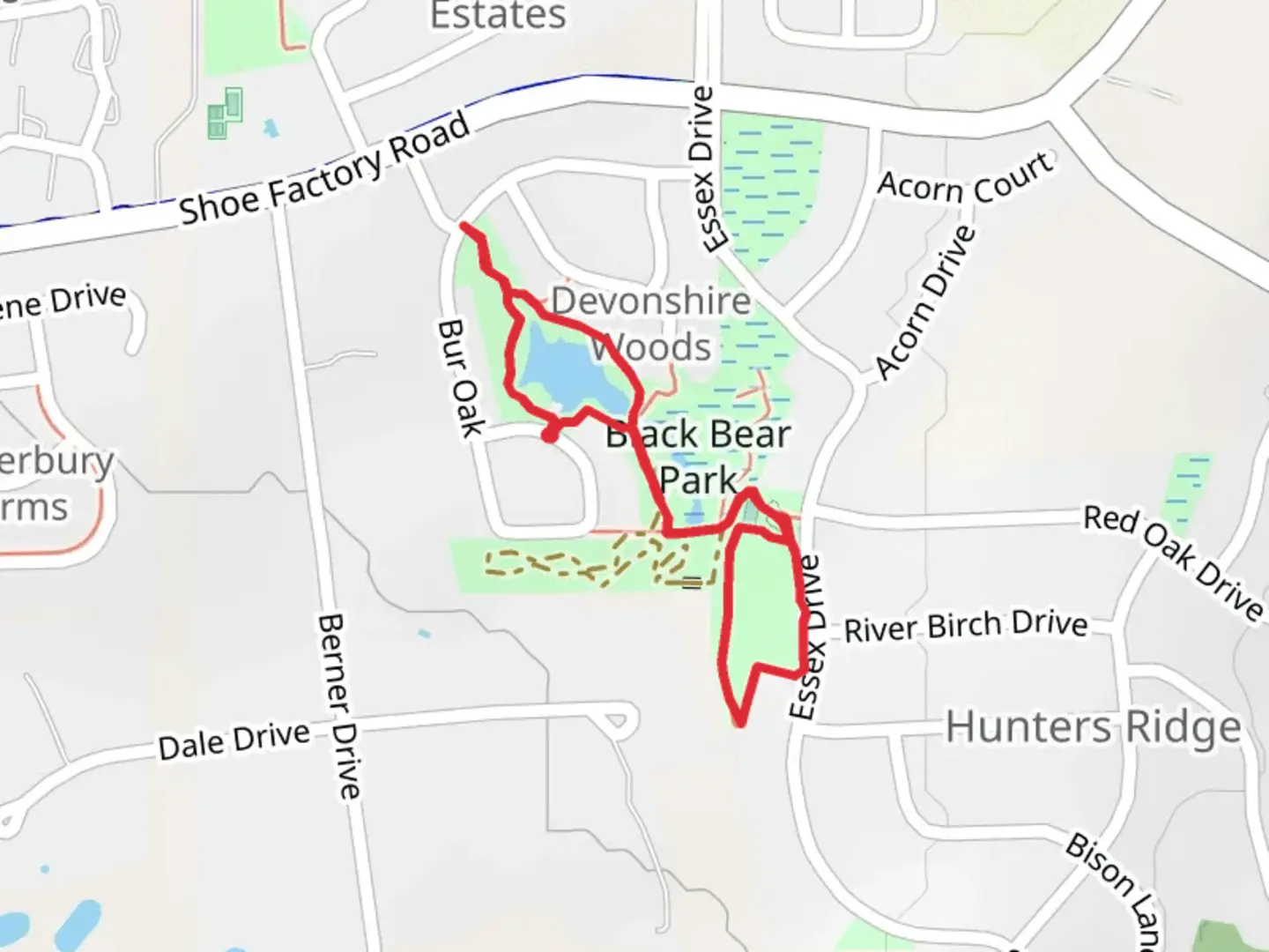 An image depicting the trail Black Bear Park Loop and its surrounding area.