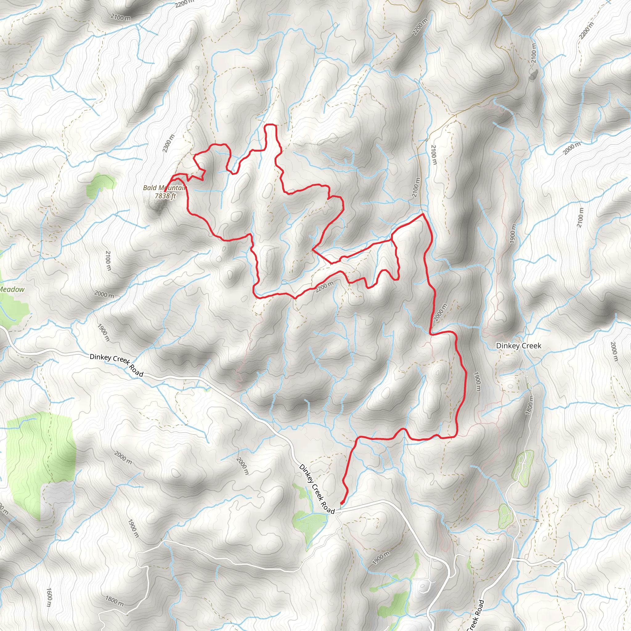 Bald Mountain Lookout Loop from Dinkey Creek Road mobile static map
