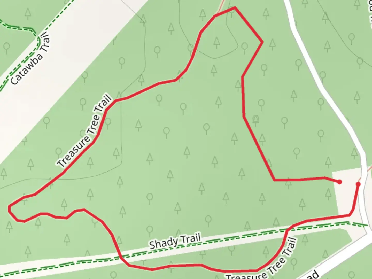 An image depicting the trail Treasure Tree Loop Trail and its surrounding area.
