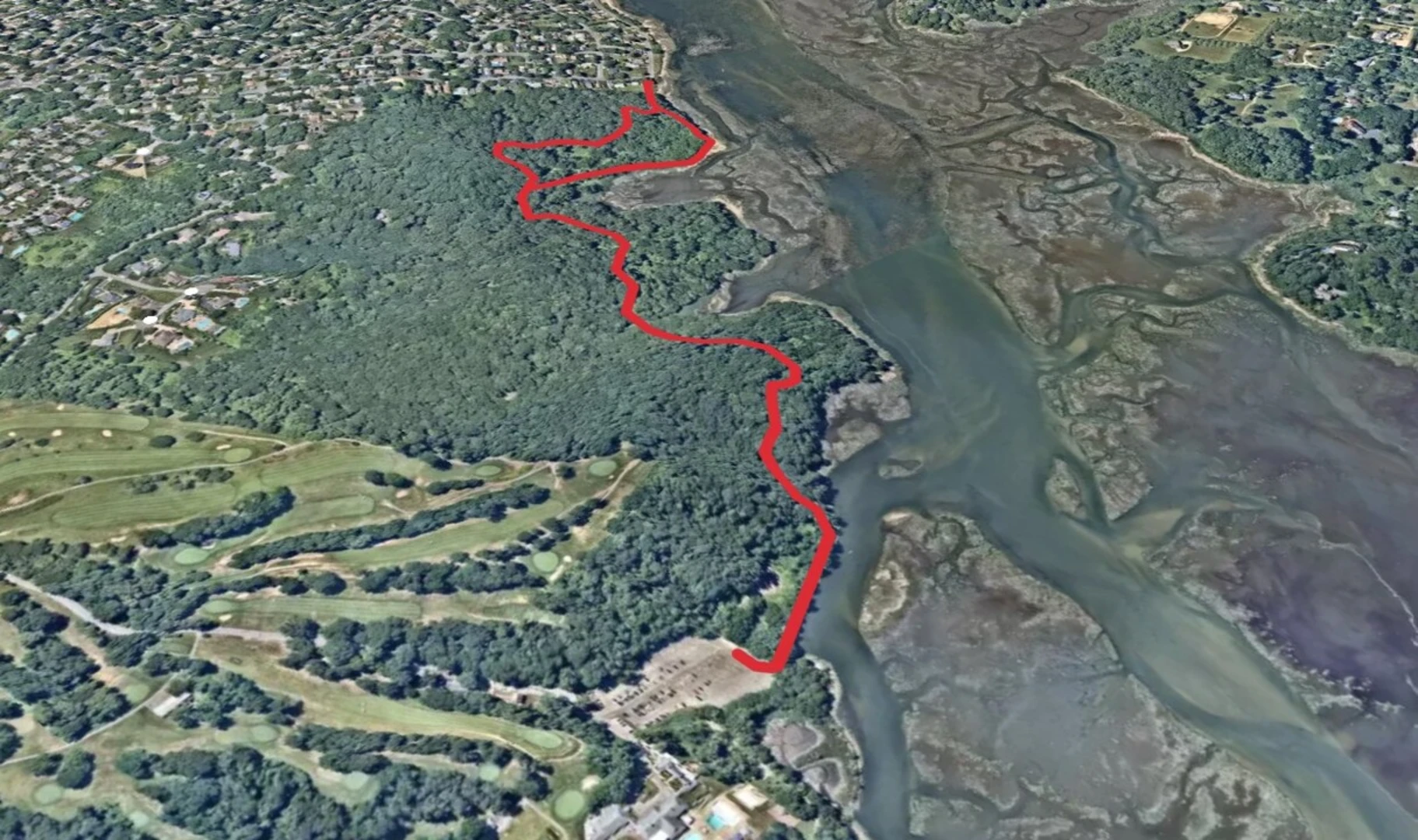 An image depicting the trail Nissequogue River Out and Back and its surrounding area.