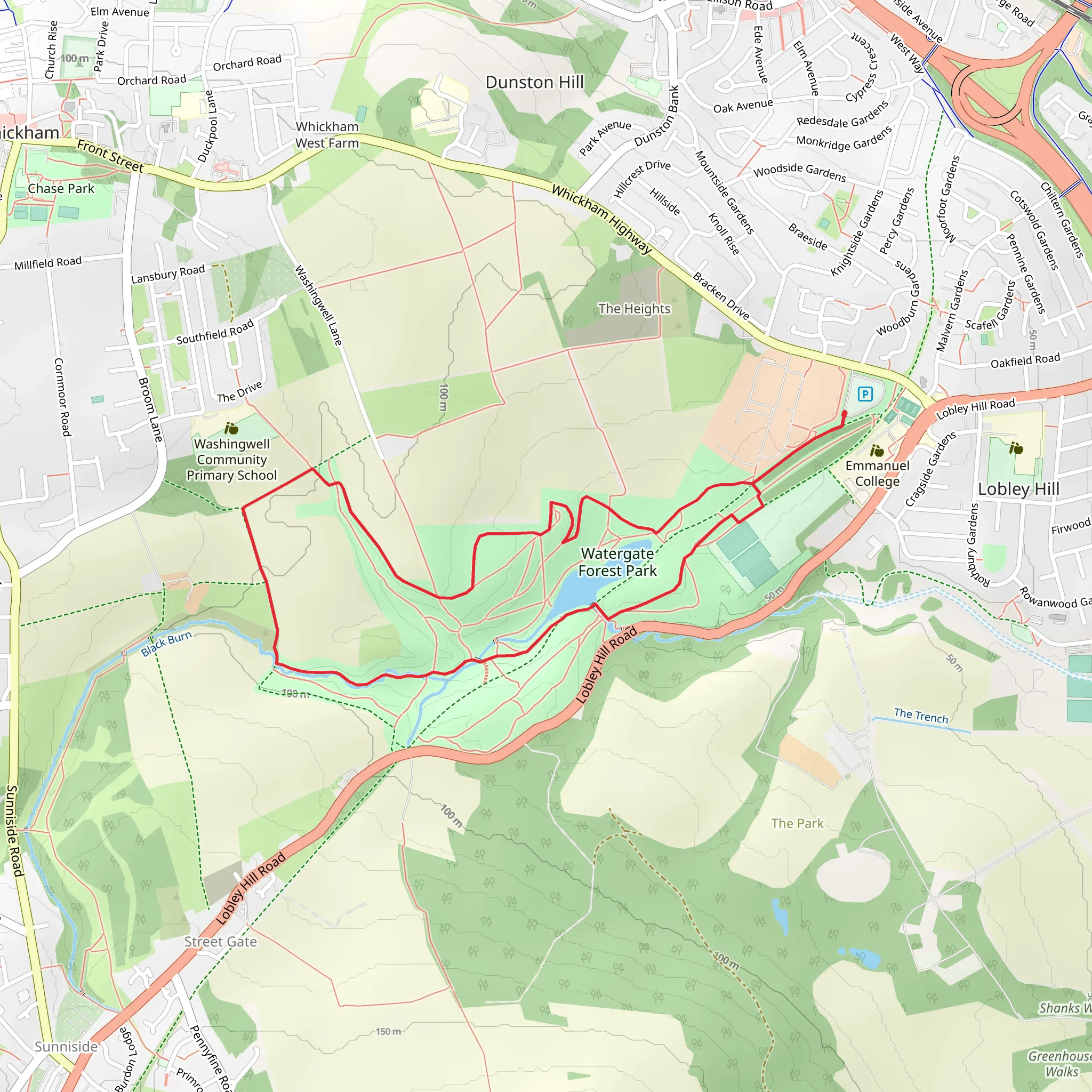 Watergate Forest Park and Roman Fort Loop mobile static map
