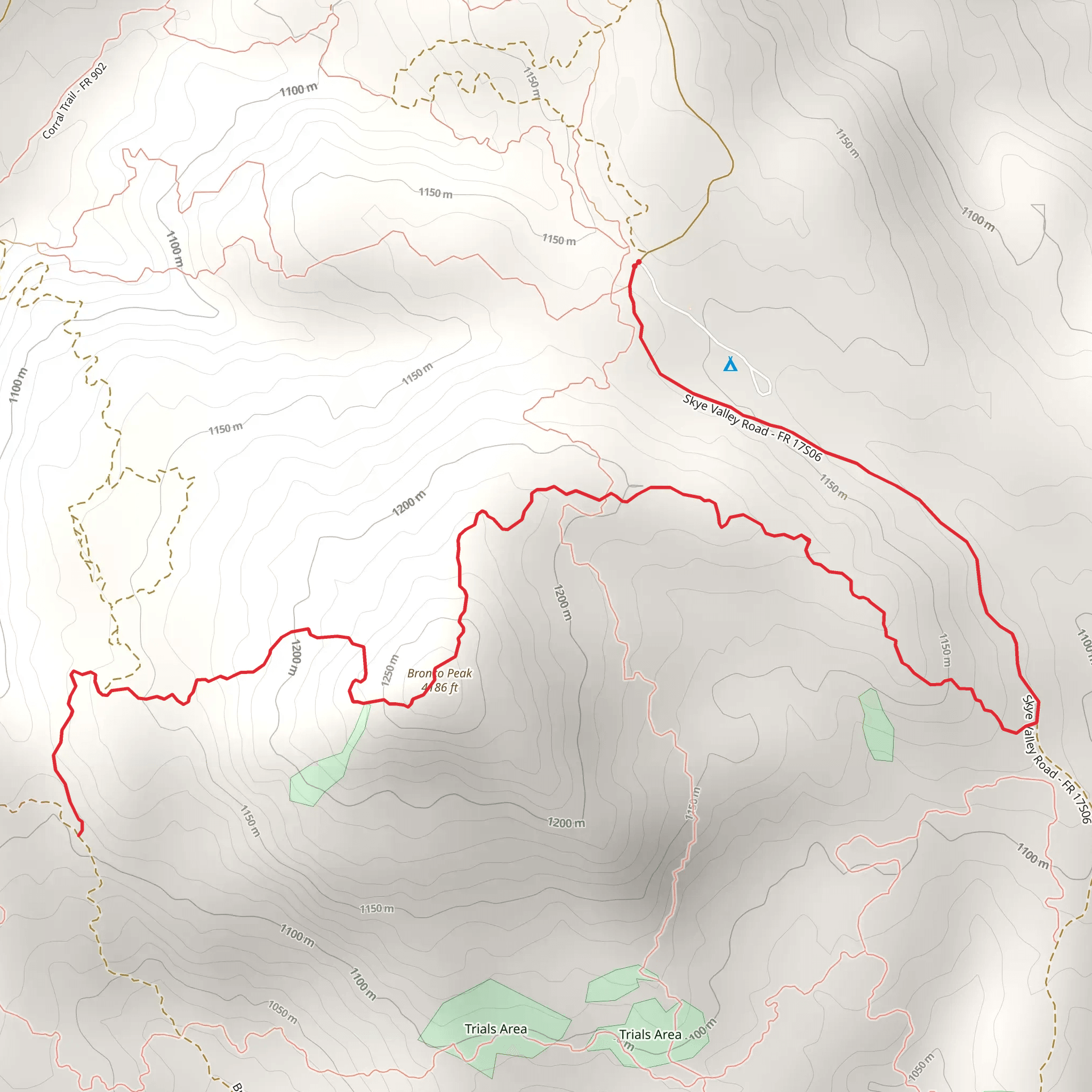 Bronco Peak Trail mobile static map