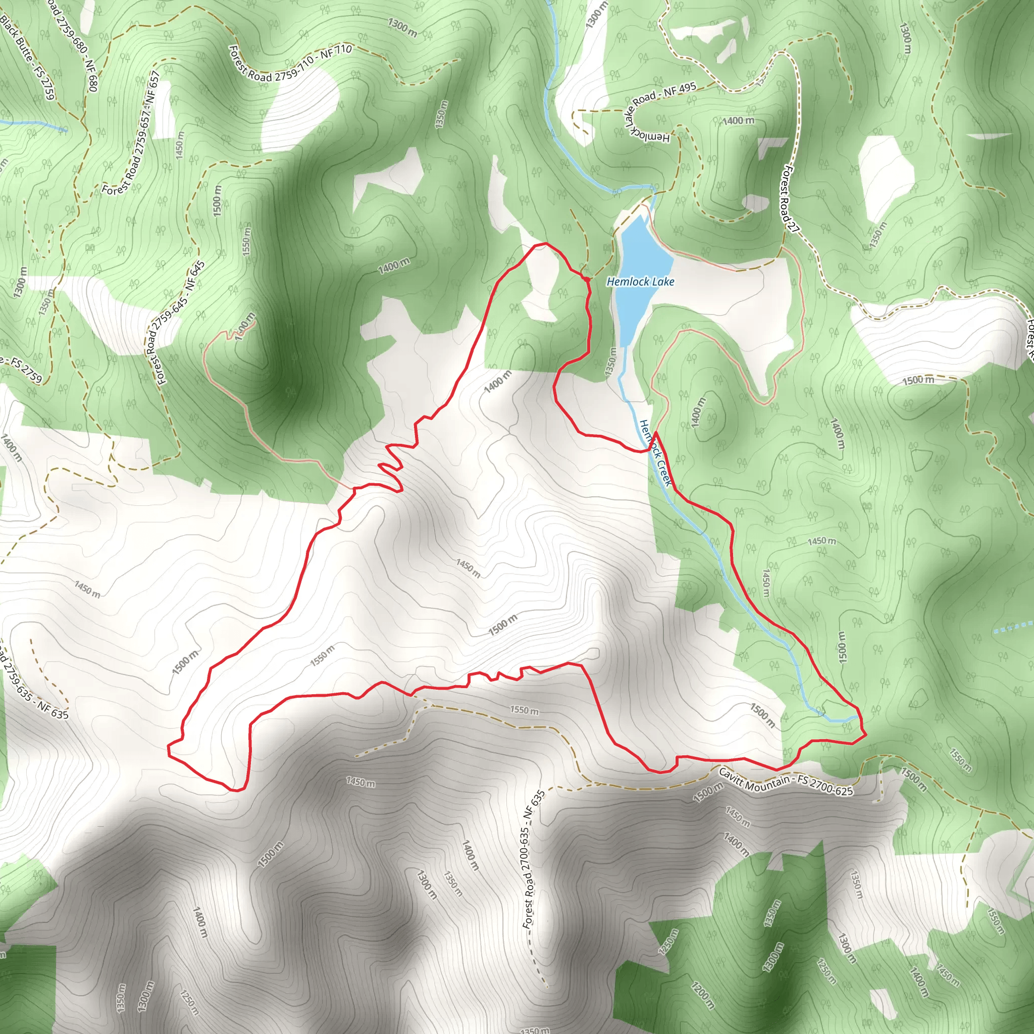 Loop above Hemlock Lake mobile static map