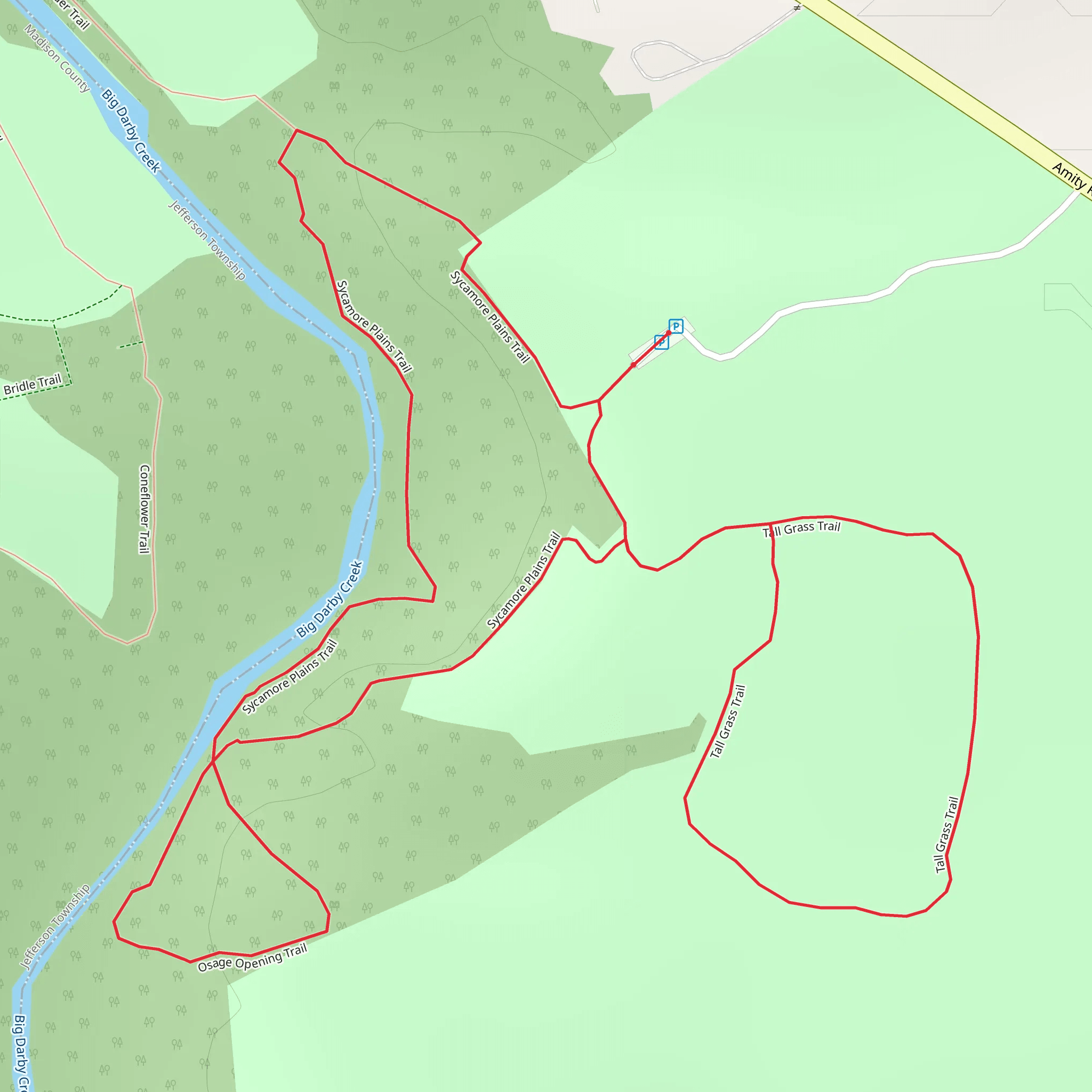 Sycamore Plains Trail and Tall Grass Trail Loop mobile static map