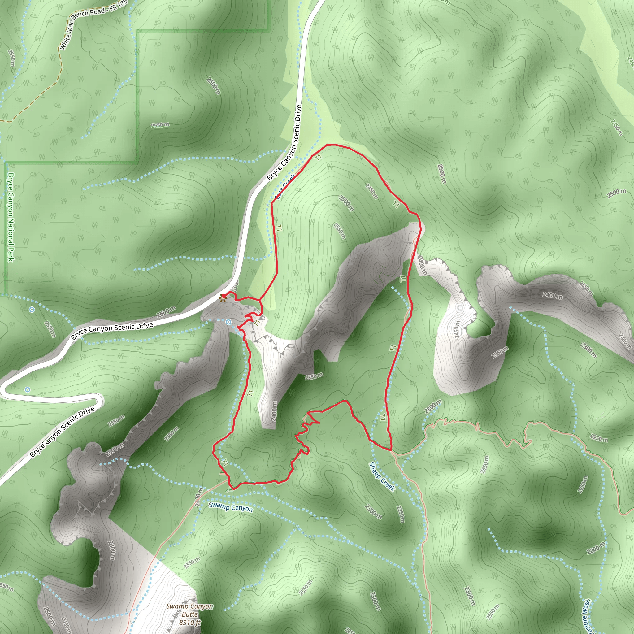 Sheep Creek and Swamp Canyon Loop Trail mobile static map