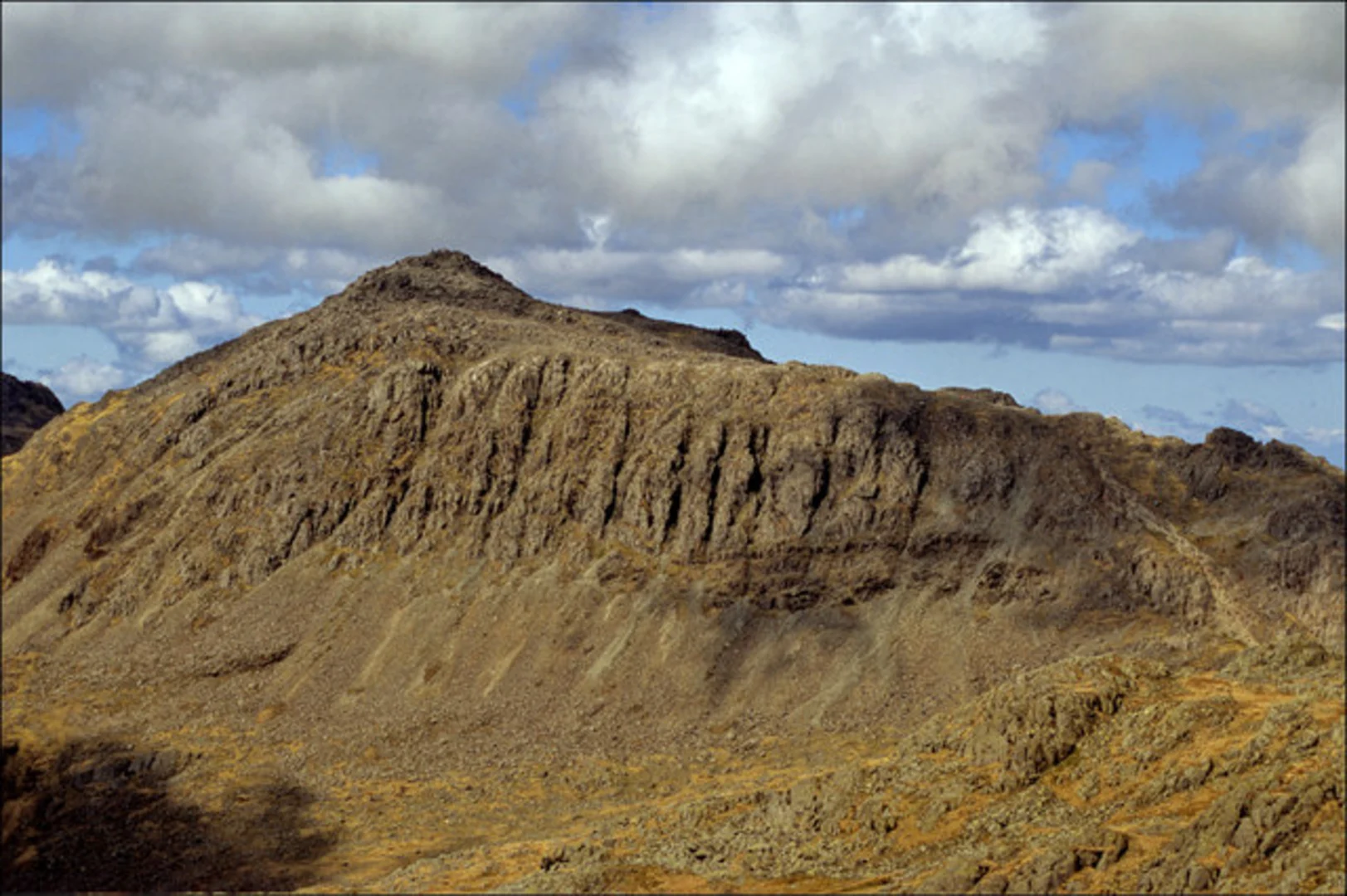 An image depicting the trail Angle Tarn, Bowfell and Esk Pike and its surrounding area.