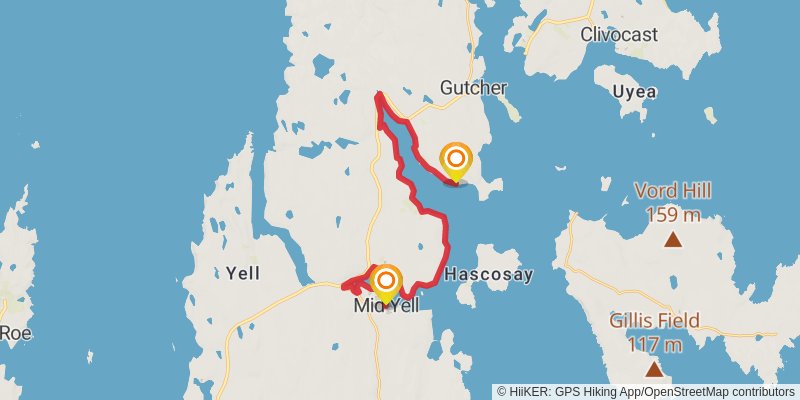 Coastal Walk of Shetland - Yell stage 6 Map