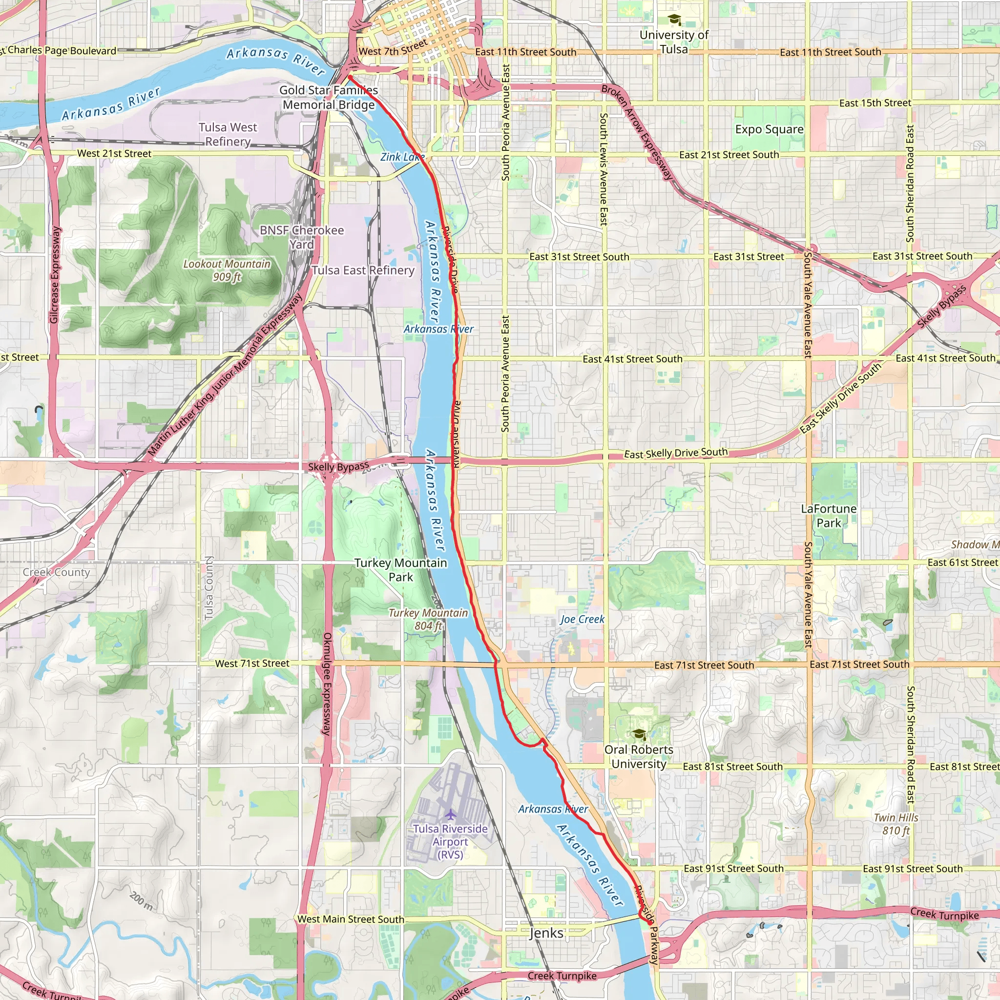 Riverparks East Bank Trail mobile static map