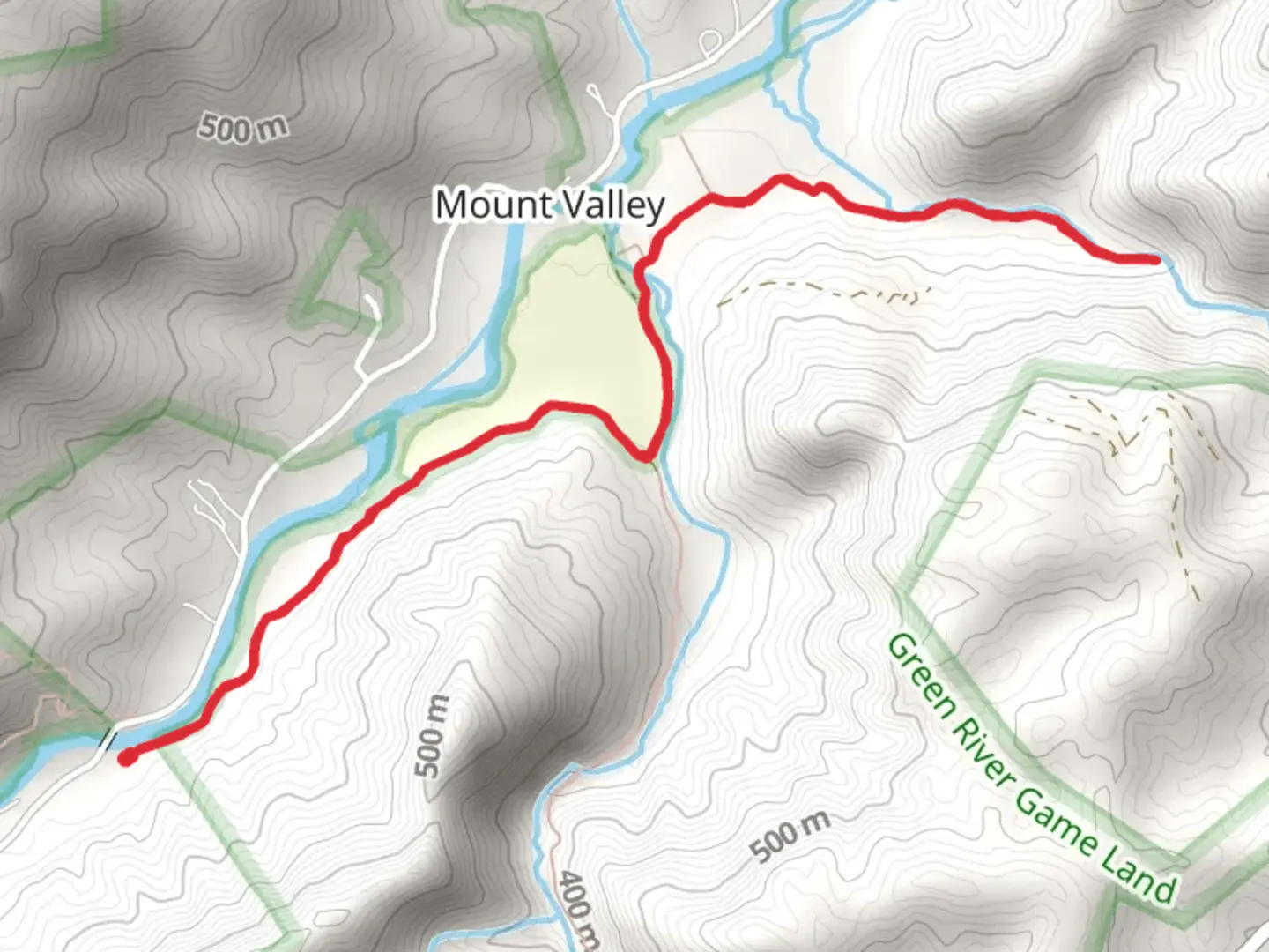 An image depicting the trail Little Cove Creek from Wilderness Cove Campground and its surrounding area.