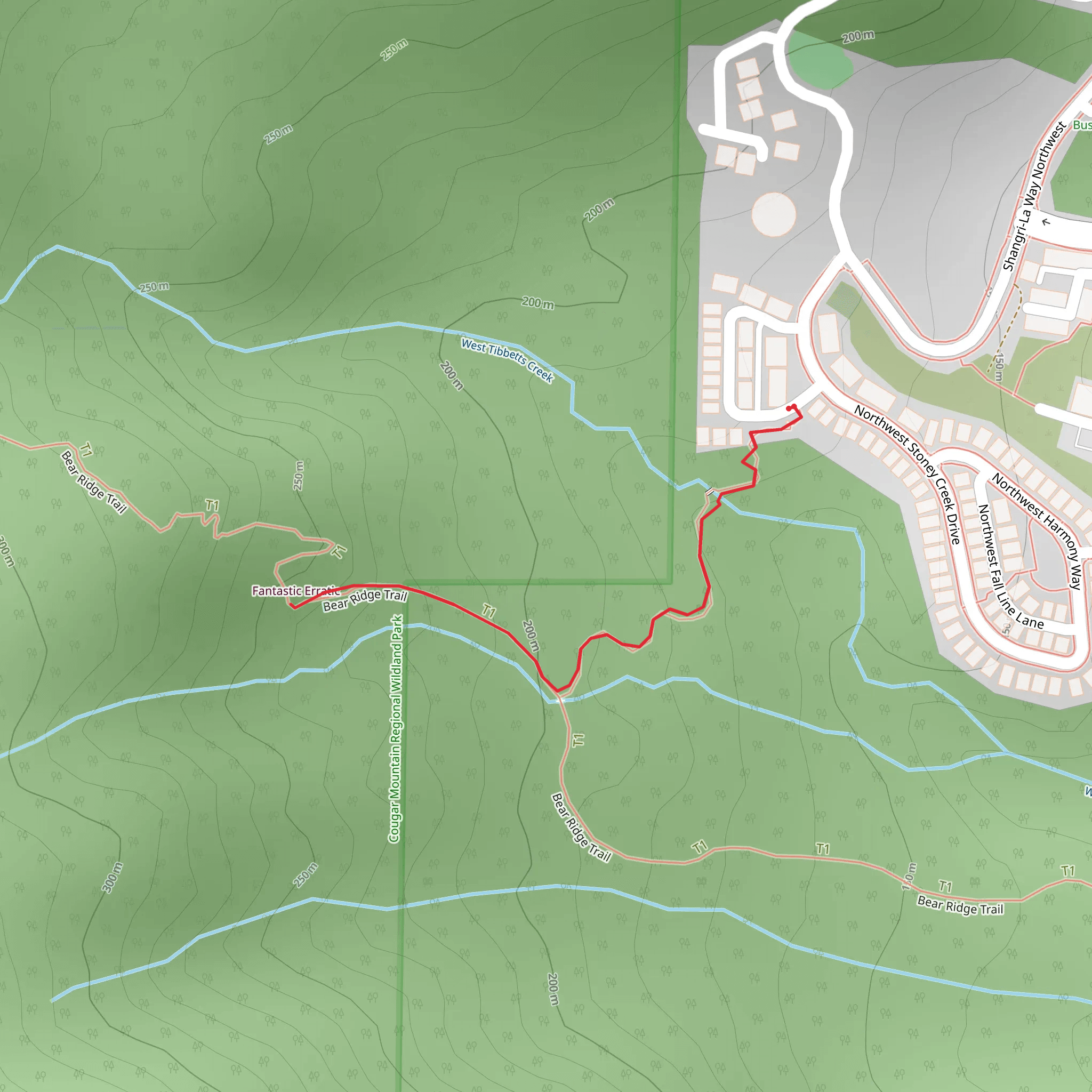 Bear Ridge Trail Out and Back mobile static map