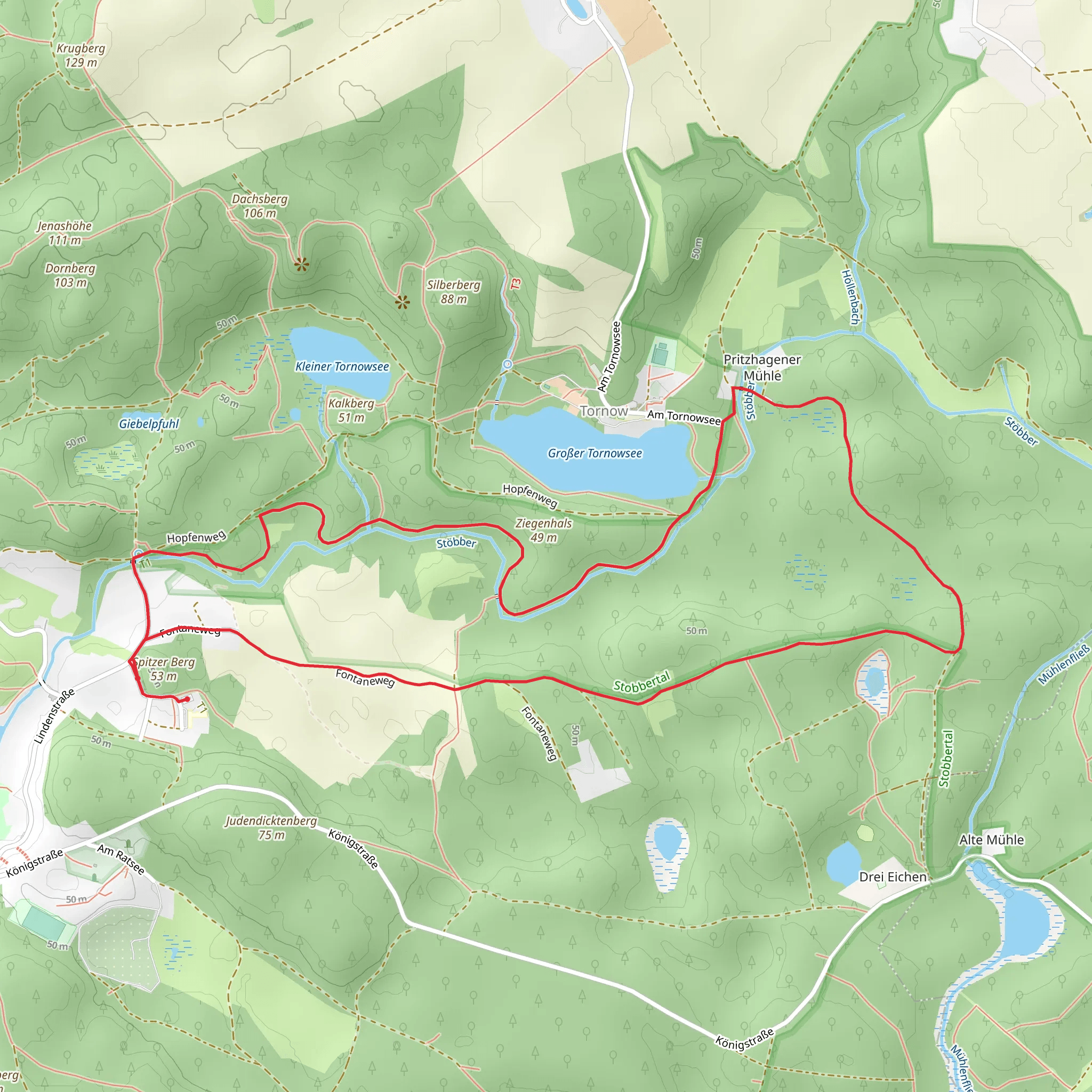 Grenzeiche and Tornowsee Loop mobile static map