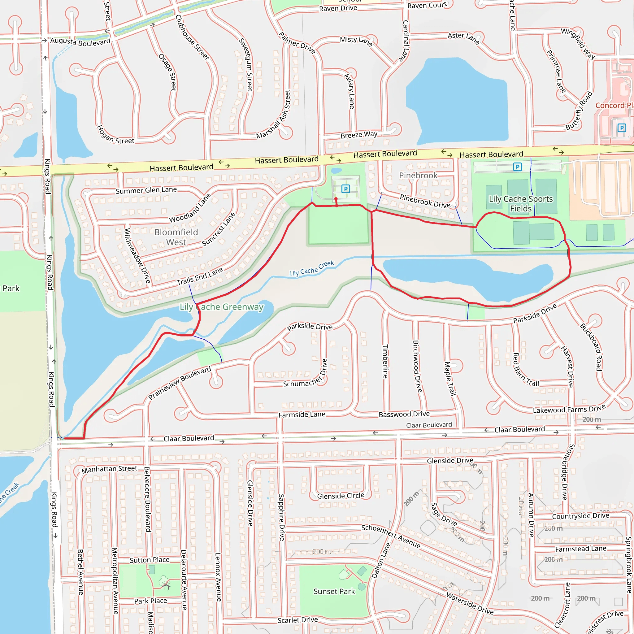 Lily Cache Greenway Park and Bloomfield Oasis Loop mobile static map