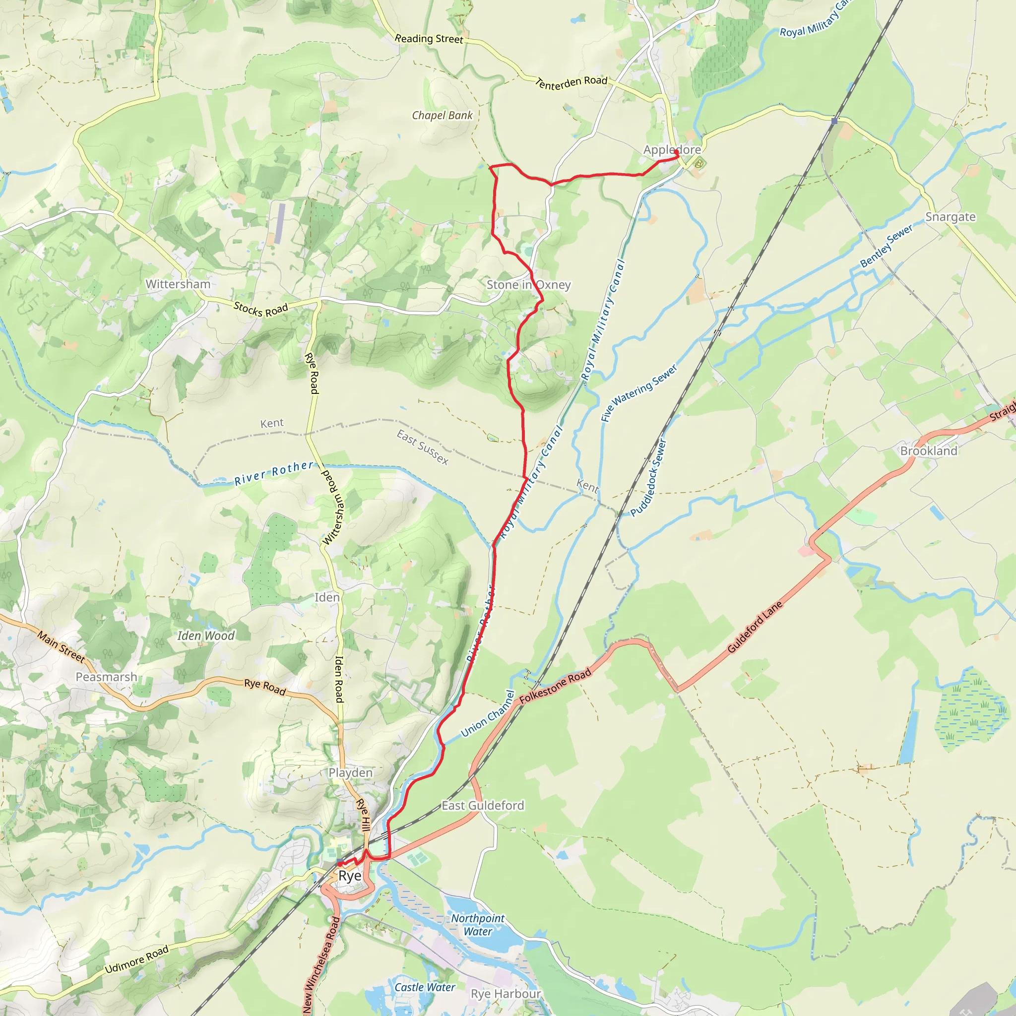 Rye to Appledore Walk mobile static map