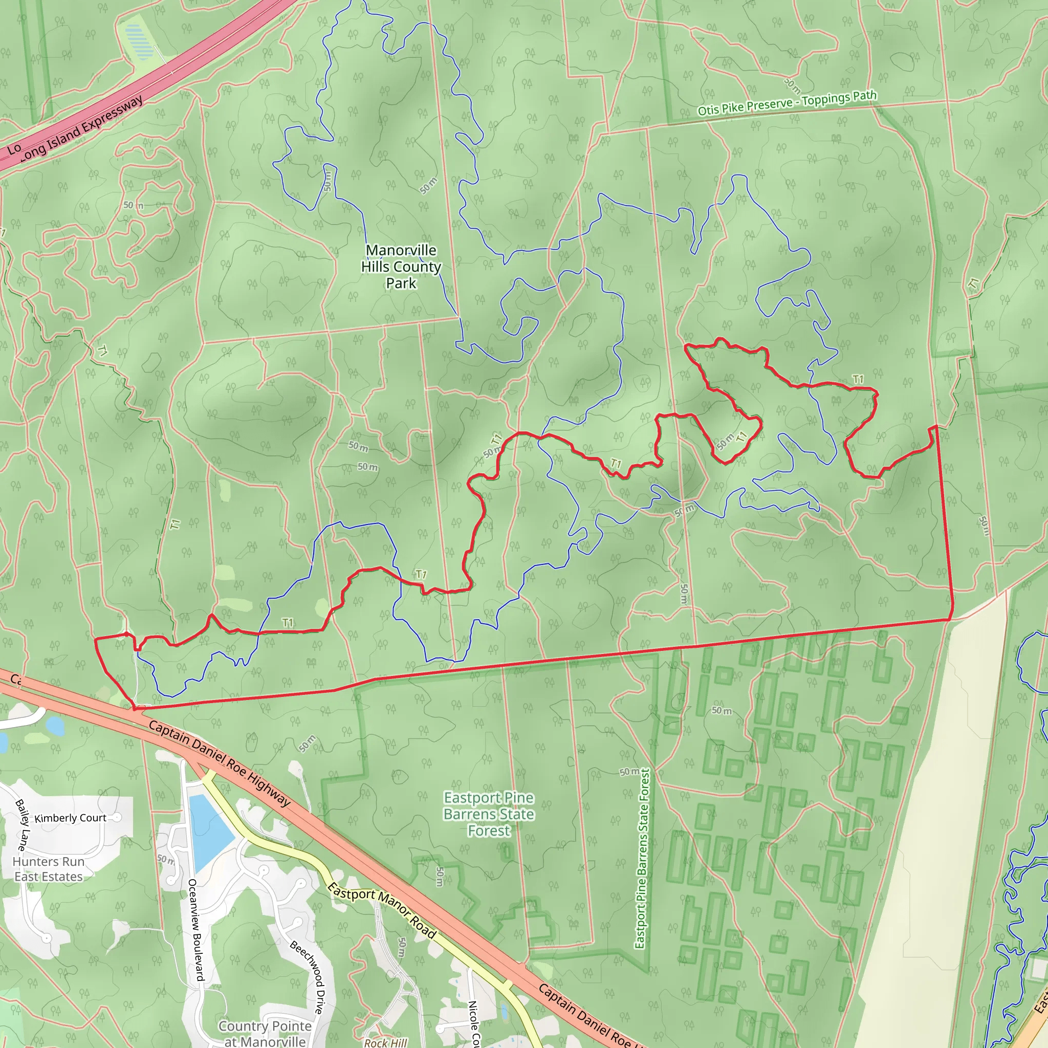 Hot Water Street and Paumanok Path Loop Trail mobile static map