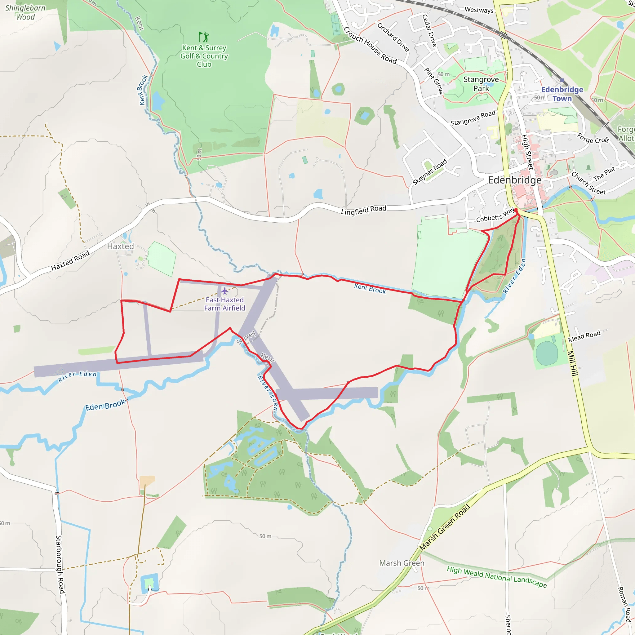 East Haxted Farm Airfield Loop mobile static map