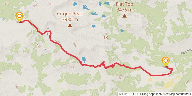 Cottonwood Lakes to Upper Rock Creek Loop stage 3 Map