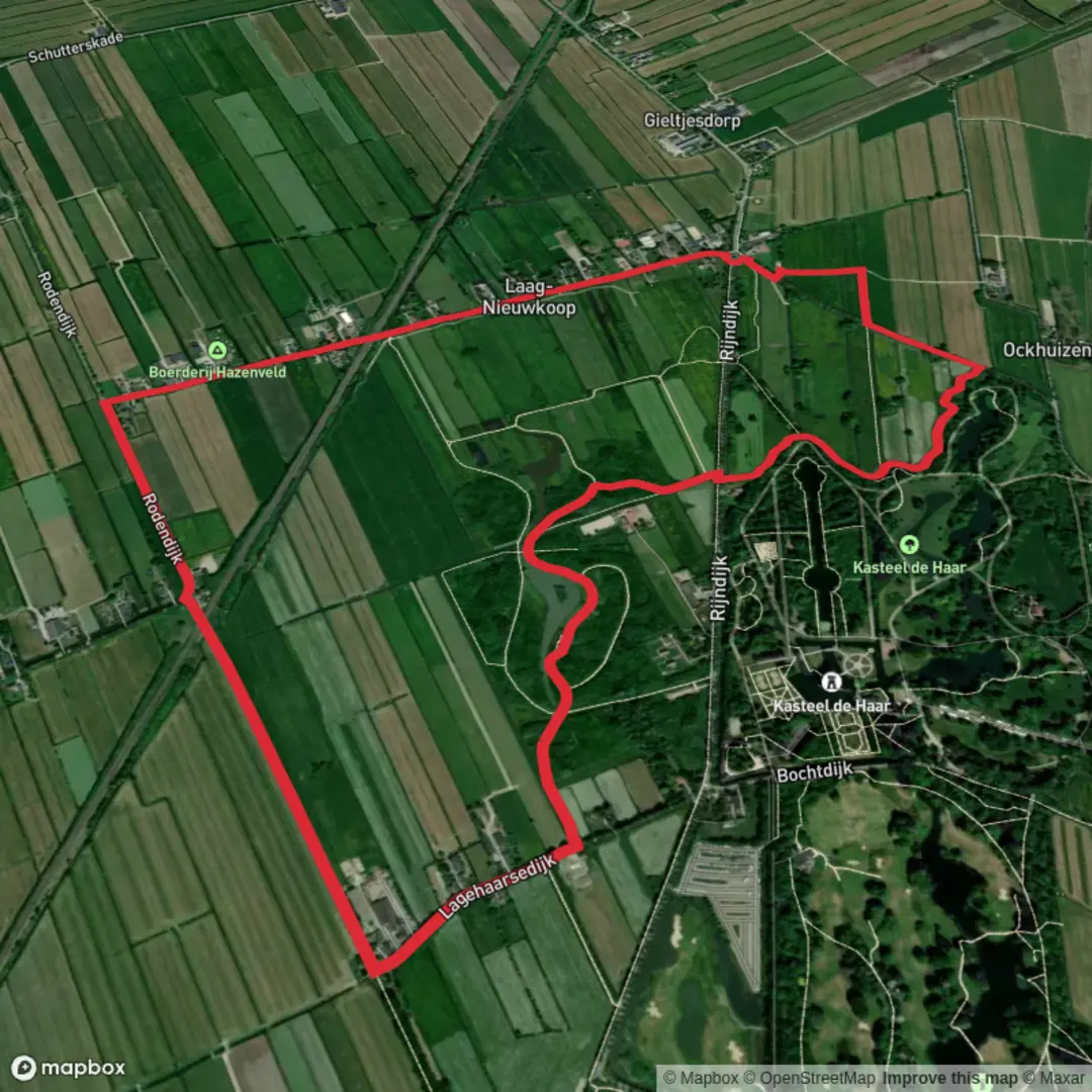 An image depicting the trail Kortjaksepad and Polder Weg Loop and its surrounding area.