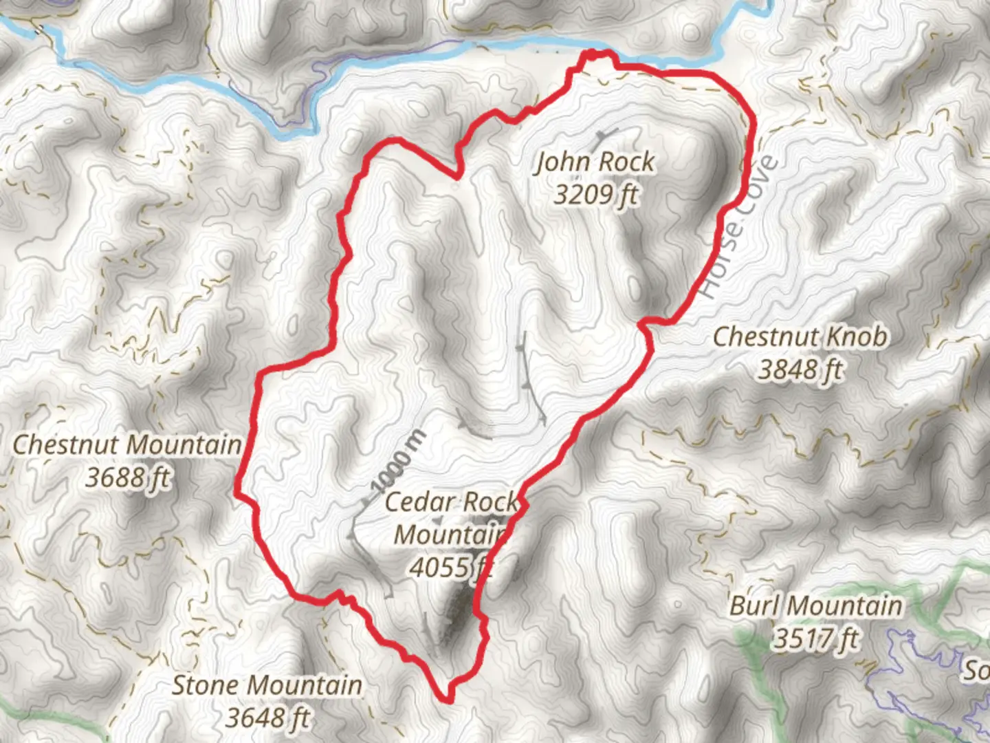 An image depicting the trail Cat Gap - Butter Gap - Art Loeb Loop Trail and its surrounding area.