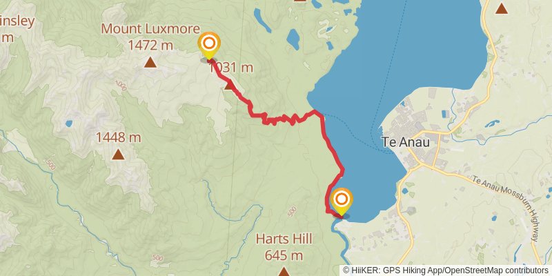 Kepler Track - Carpark to Luxmore Hut stage 1 Map