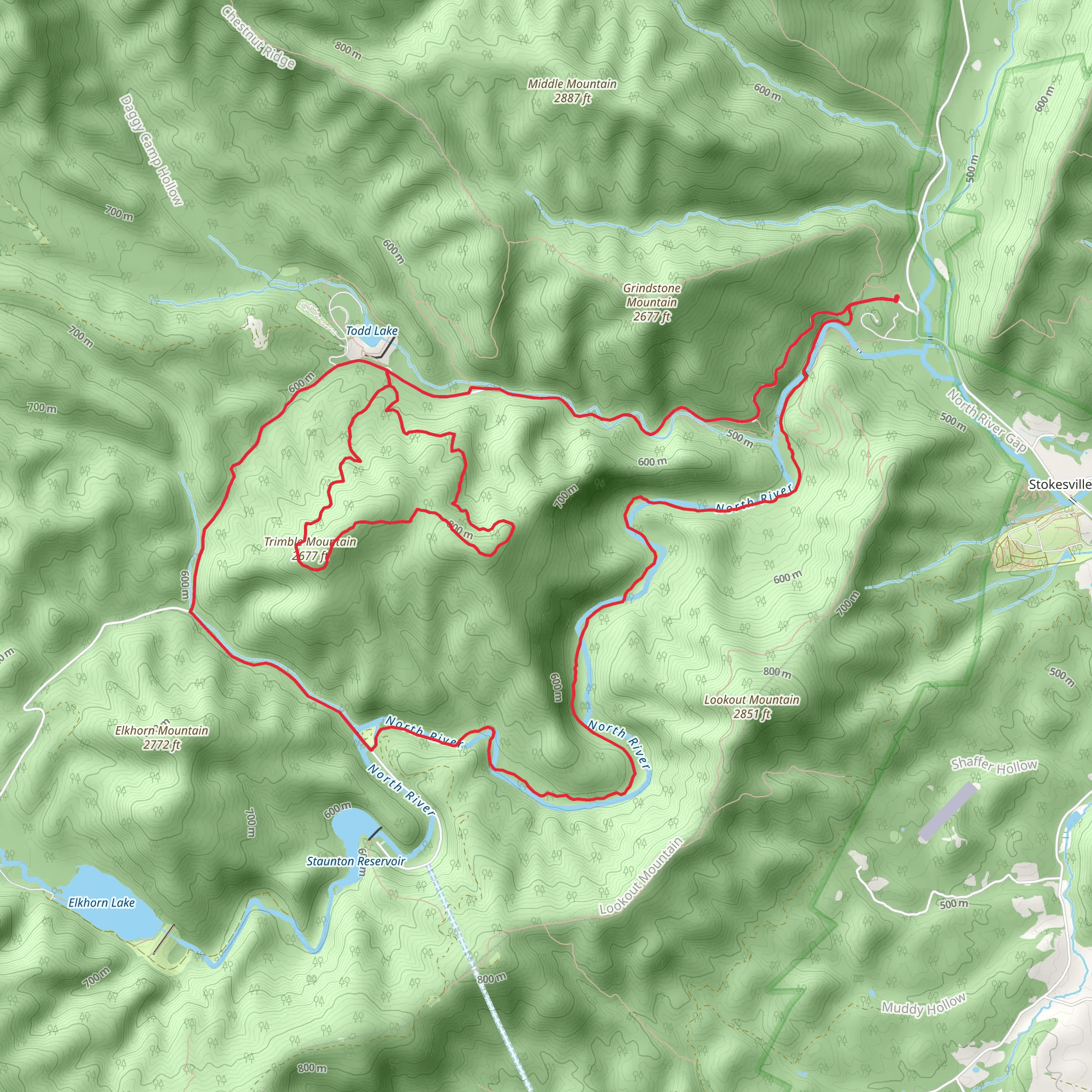 Trimble Mountain and North River Gorge Loop Trail mobile static map
