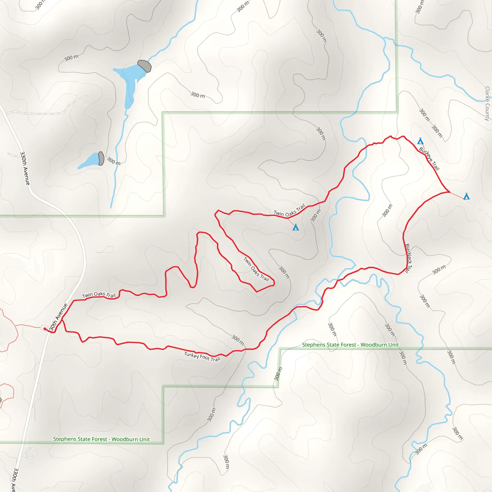 White Oak Camp Loop via Turkey Foot Trail mobile static map
