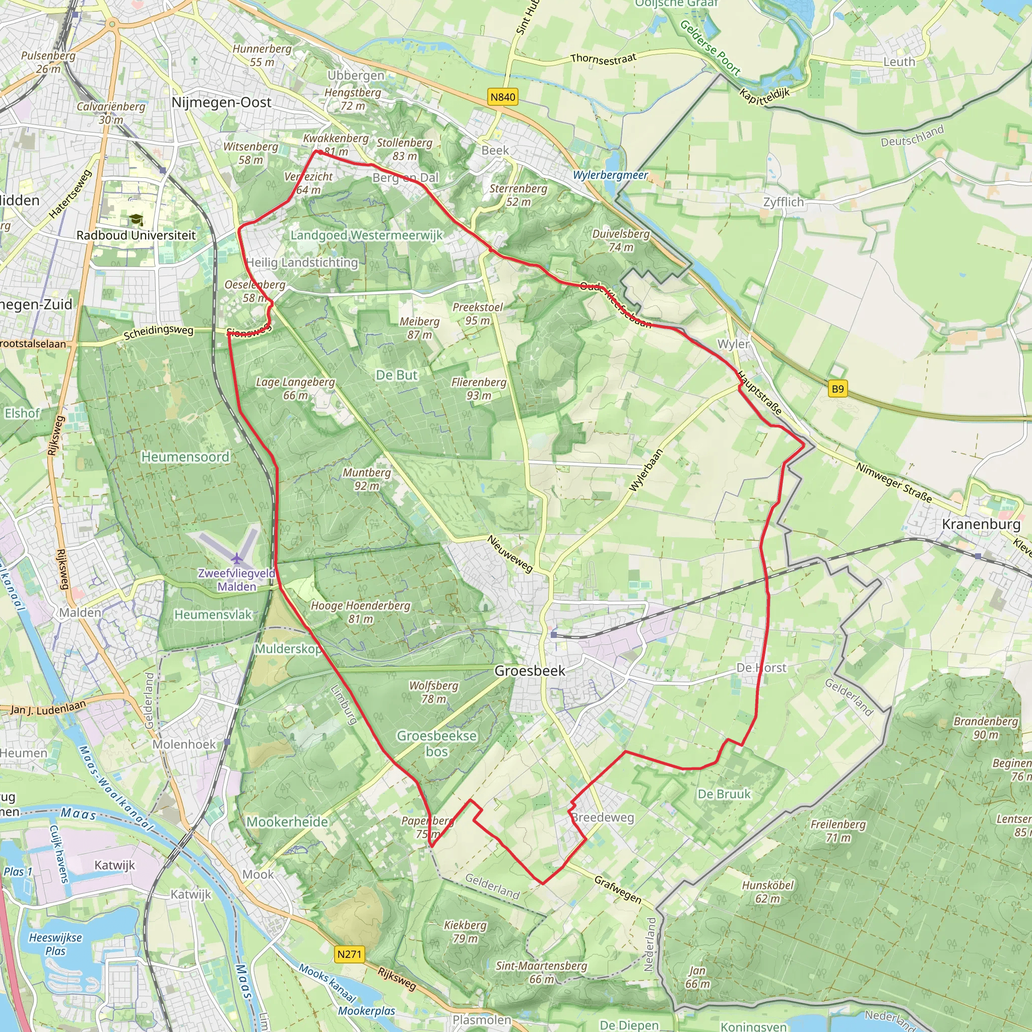 Holdeurn, Klein Amerika and Hooge Langeberg Loop mobile static map
