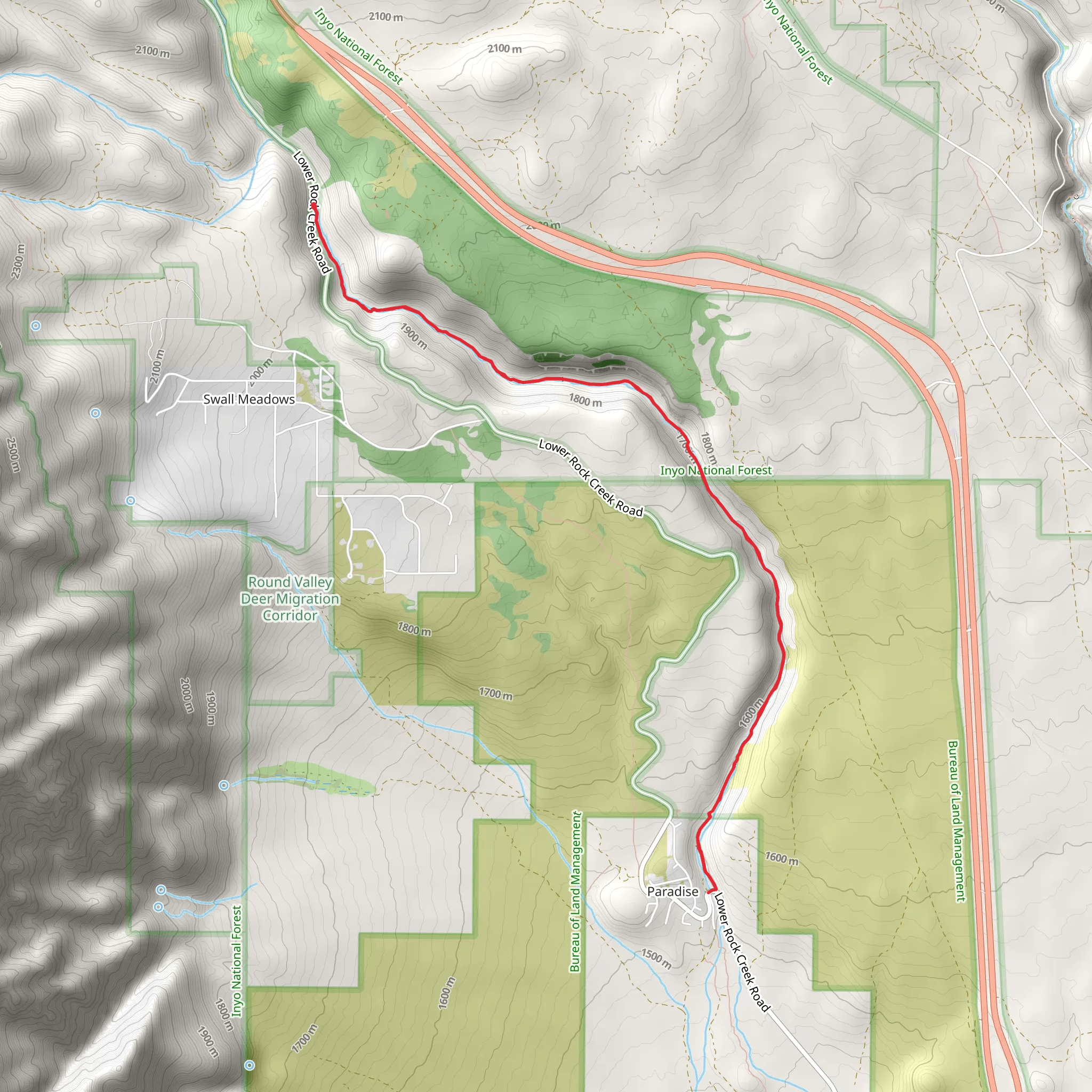 Lower Rock Creek Trail - Short mobile static map