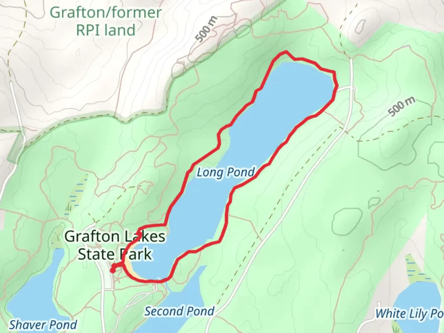 An image depicting the trail Long Pond Loop and its surrounding area.