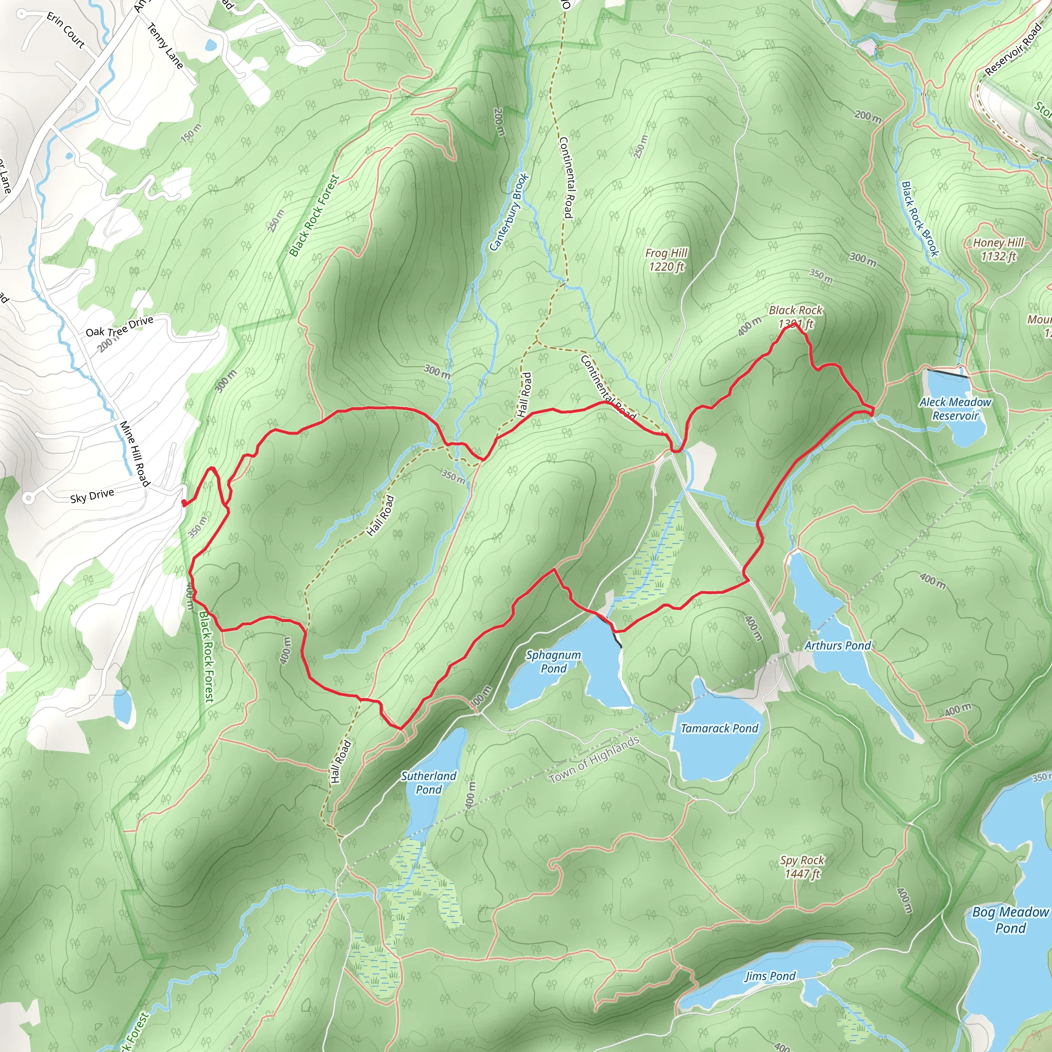 Black Rock and Sphagnum Pond Loop mobile static map