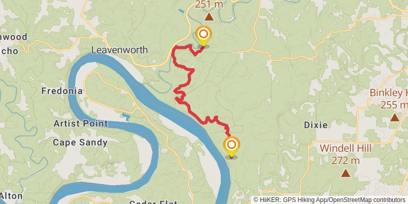 American Discovery Trail South Route - Indiana stage 16 Map