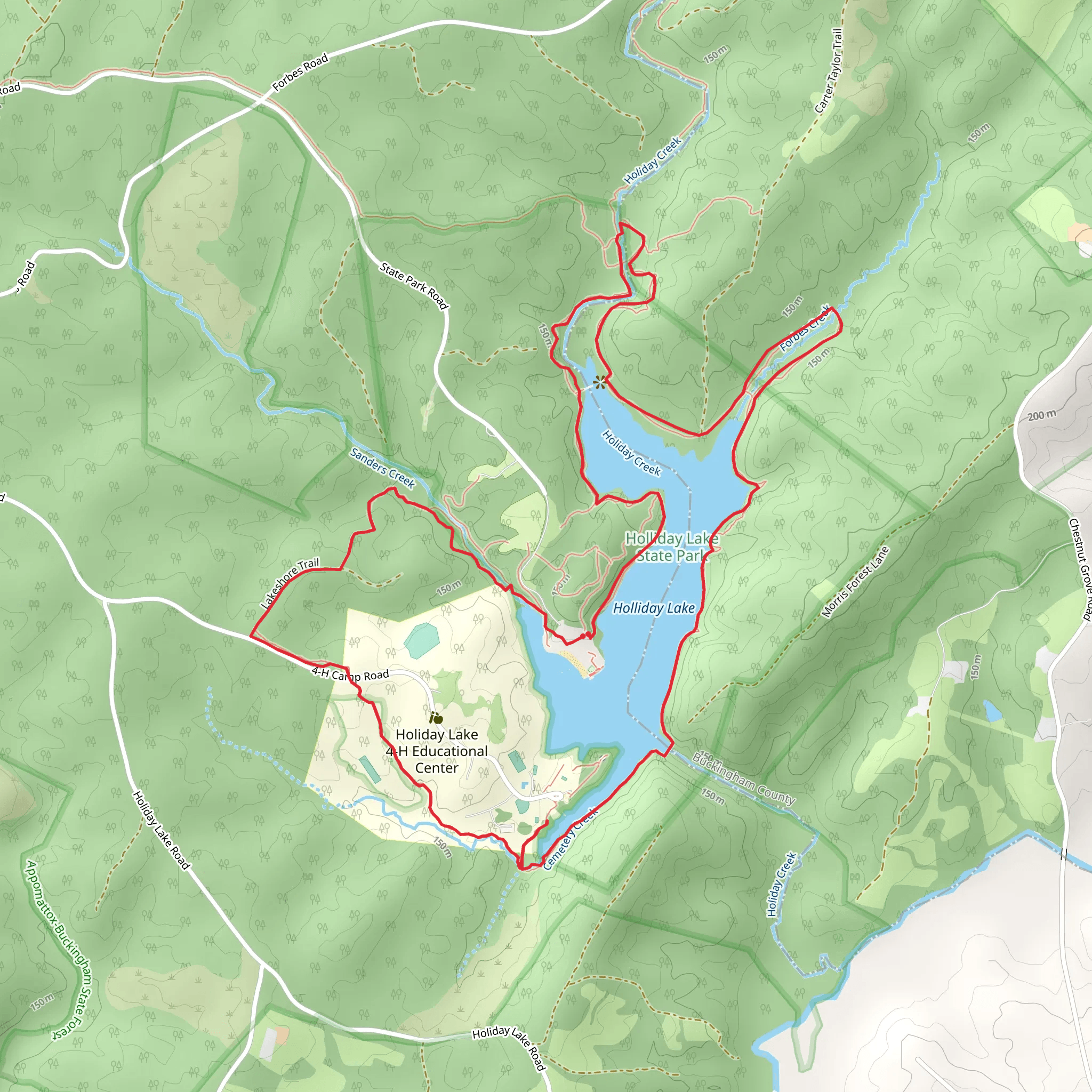 Holliday Lake Loop via Lakeshore Trail mobile static map